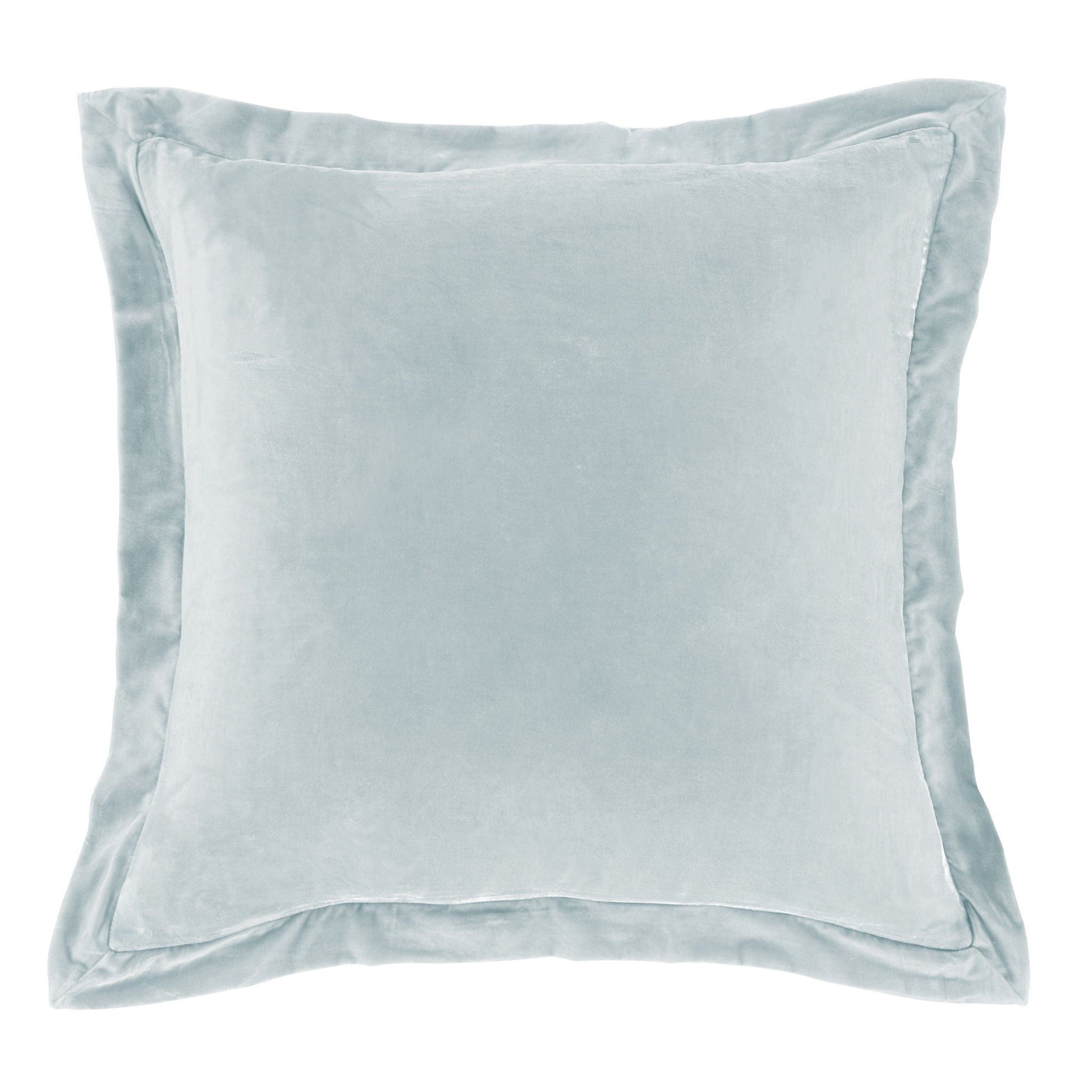 Stella - Faux Silk Velvet Flanged Euro Sham - Icy Blue