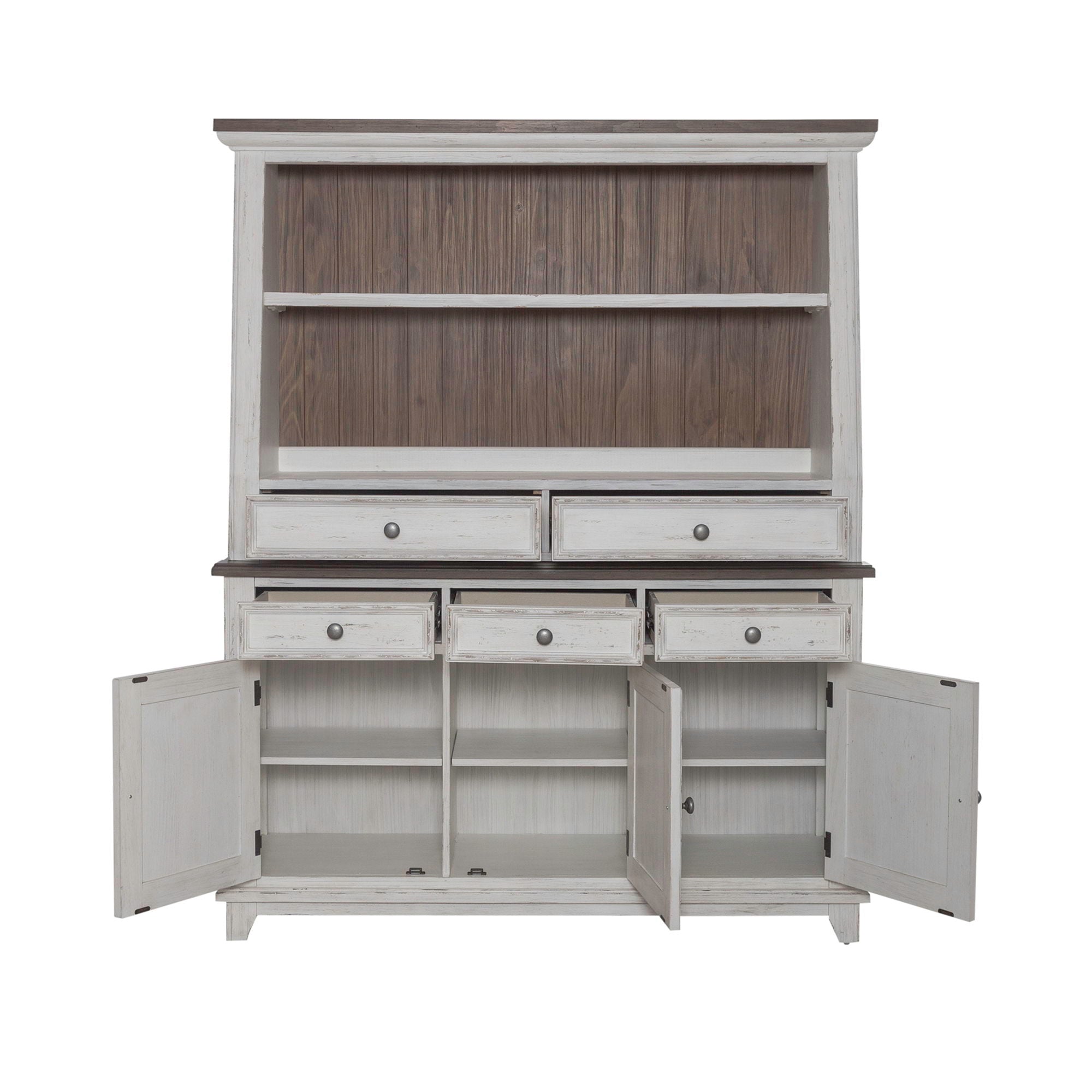 River Place - Server & Hutch - Riverstone White & Tobacco