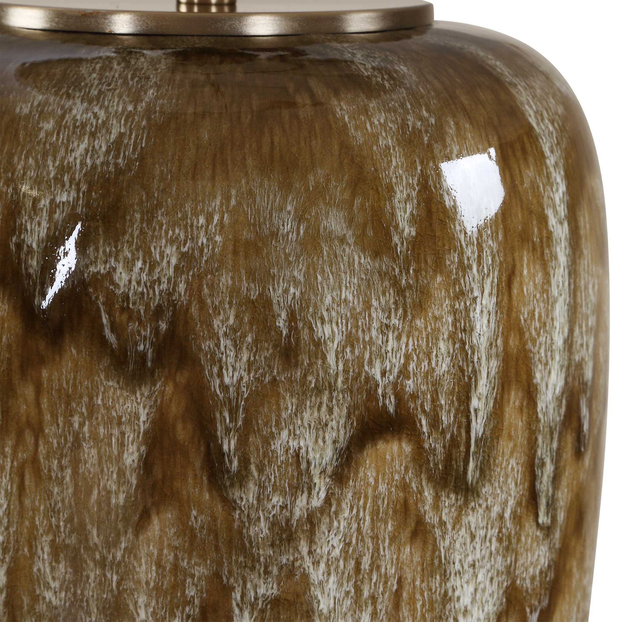 Torrence - Glazed Table Lamp - Brown / White