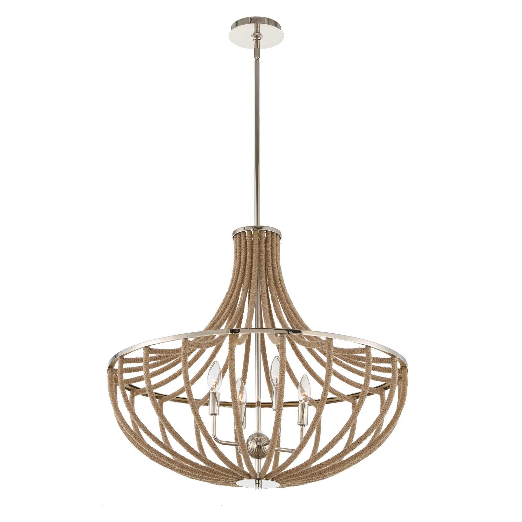Lovelock - 4 Light Rope Empire Chandelier - Light Brown