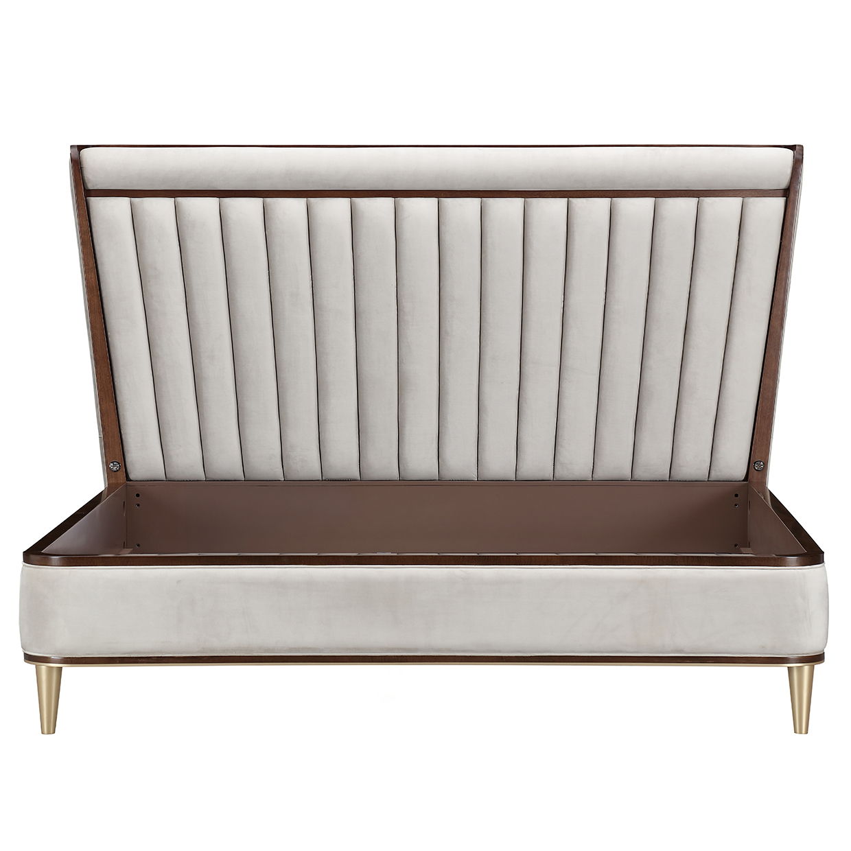 Houston - Eastern King Channel Tufted Panel Bed - Porcini / Walnut