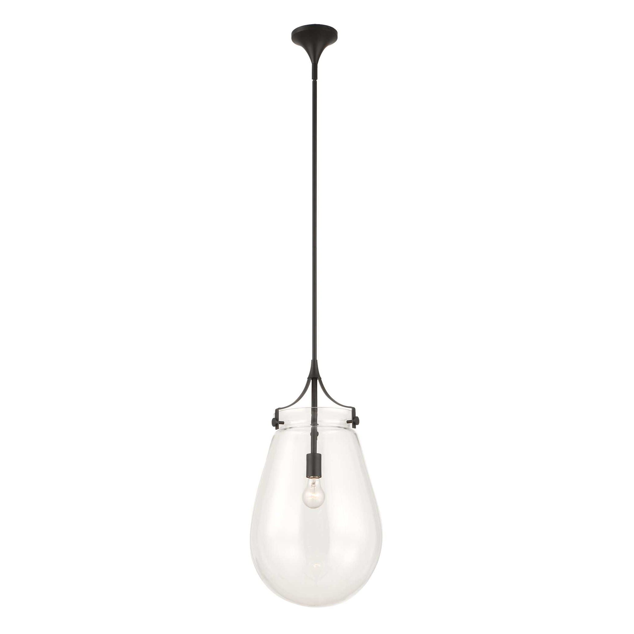 Dewdrop - 1 Light Glass Shade Pendant - Black