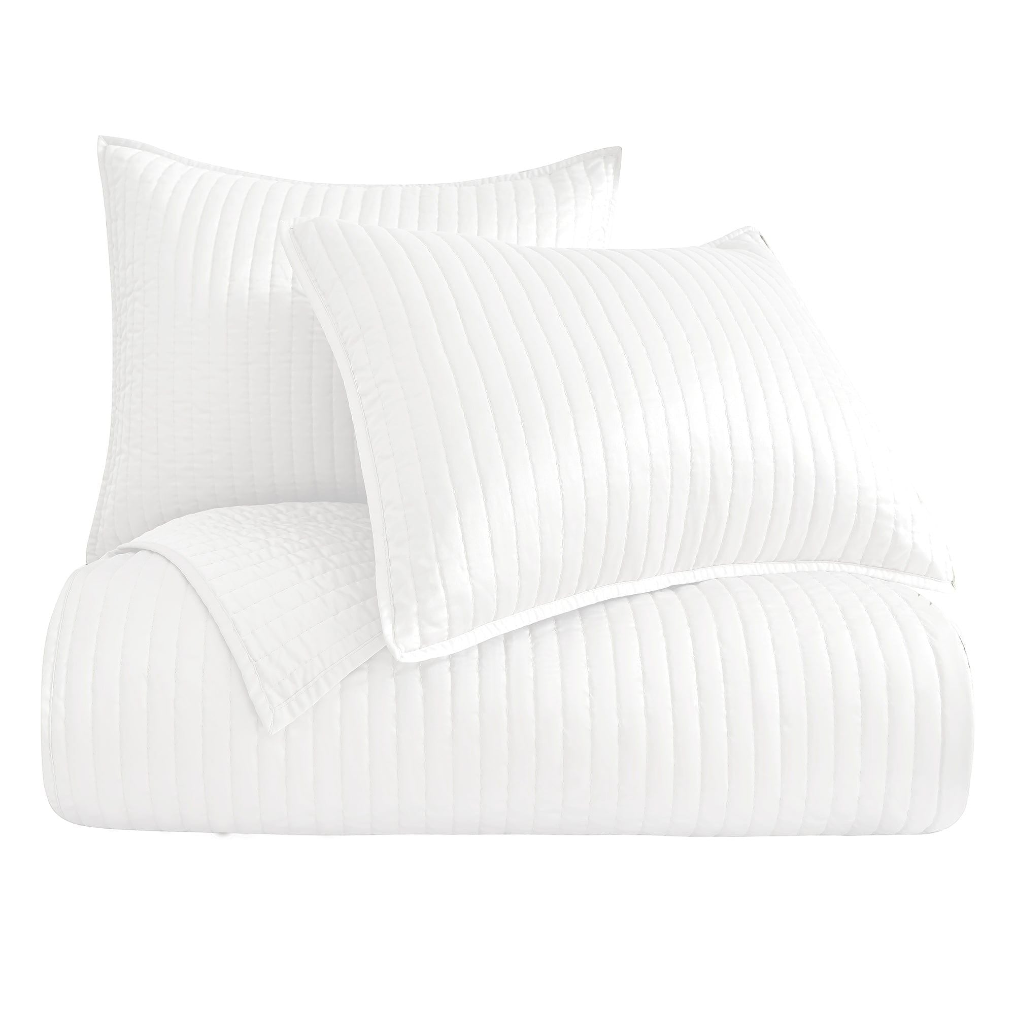 Satin Channel - King Quilt Set (Set of 3) - White