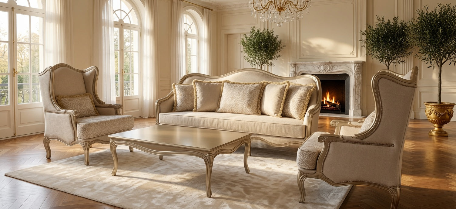 Classical Shayan Formal Living Room Set - Beige
