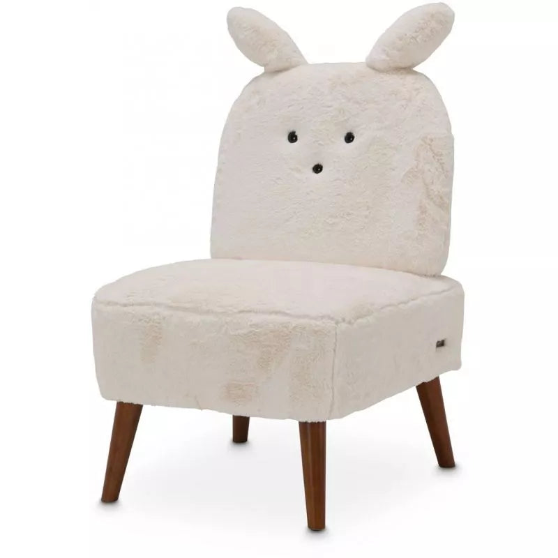 Michael Amini Bunny armless chair in Powder with Capri wood legs