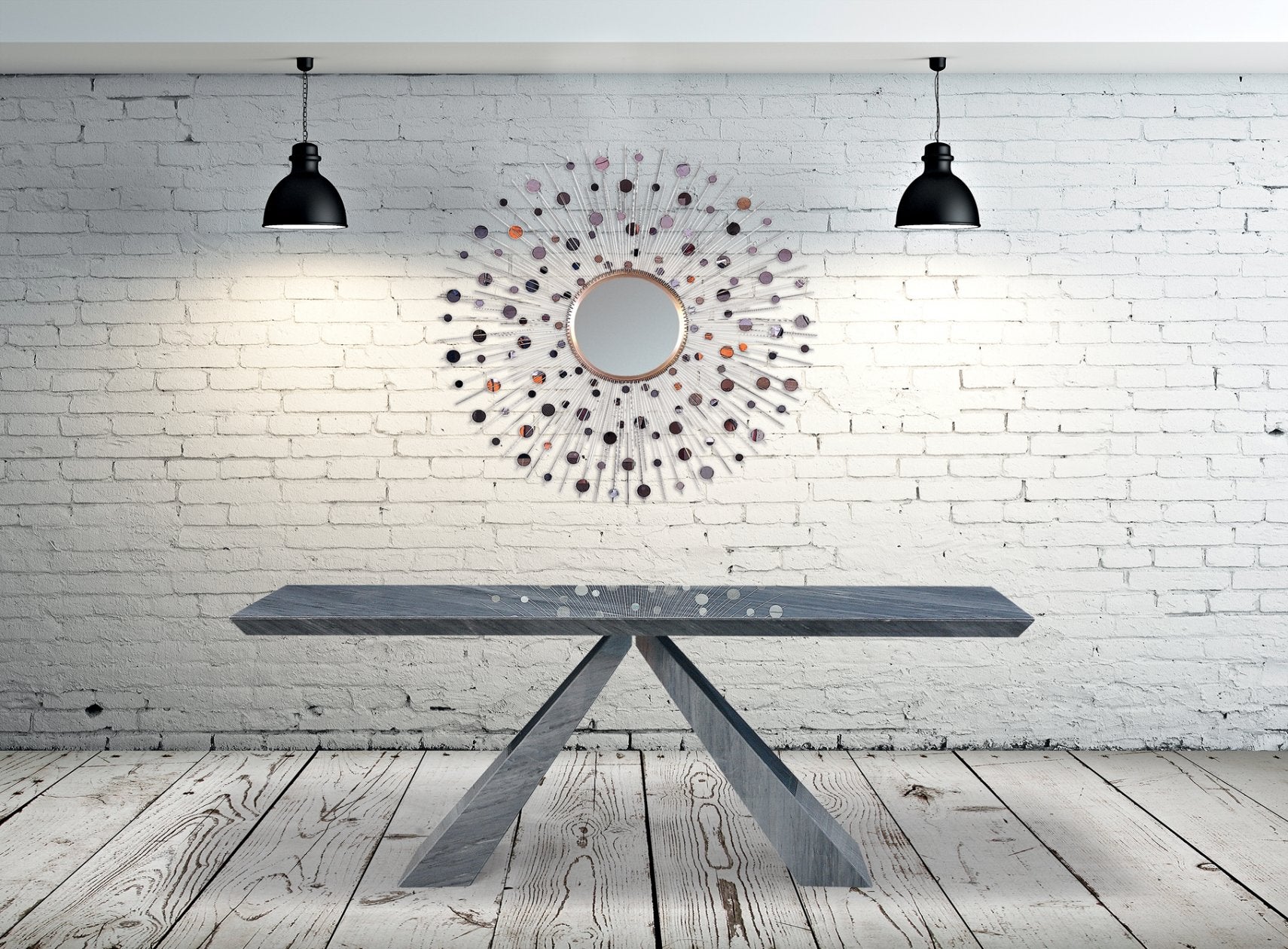 Butterfly Stone & Steel Console/Italian