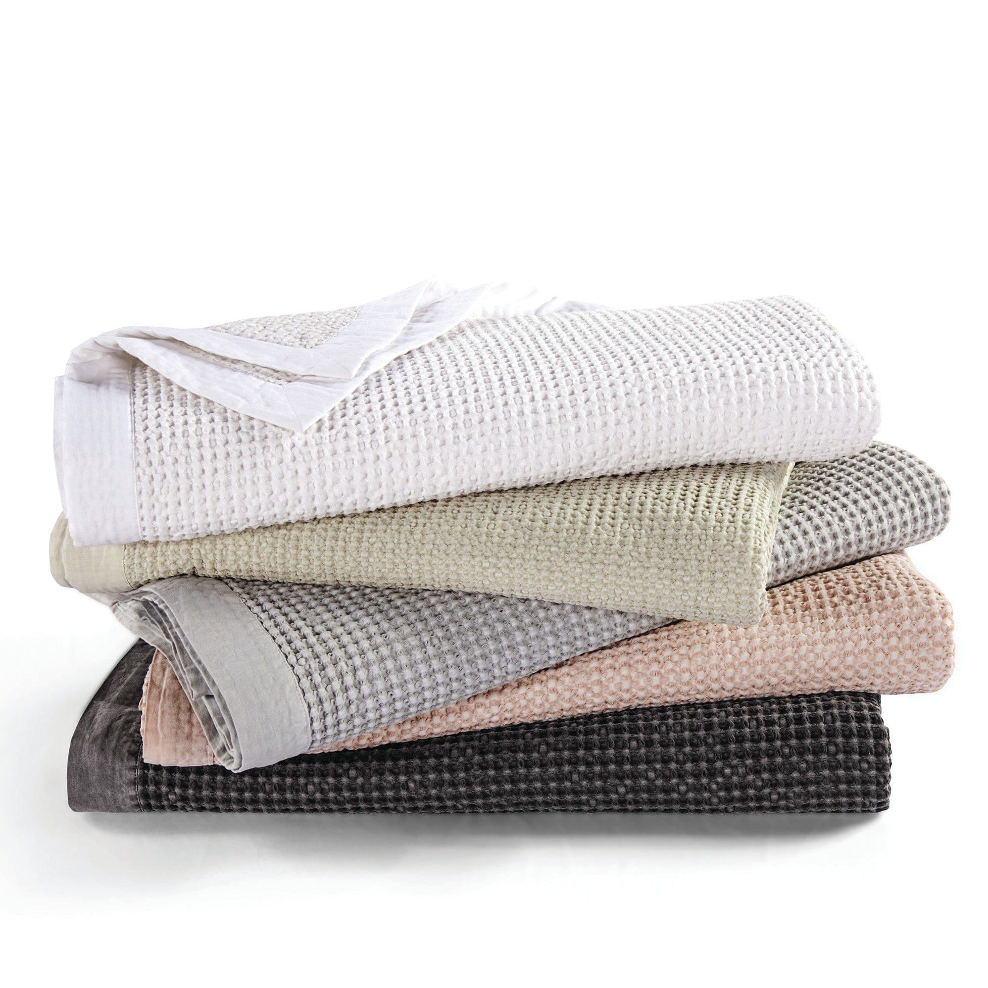 Stonewashed Cotton Waffle Weave - Full/Queen Coverlet - Gray