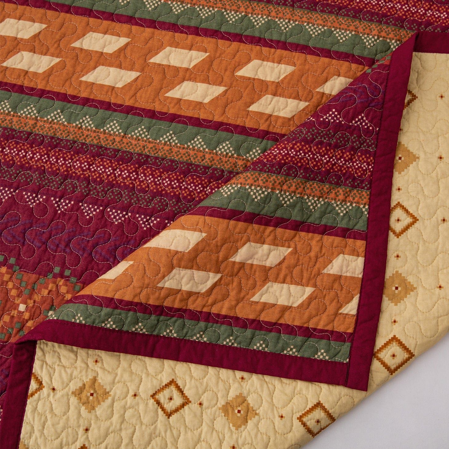 Solace - King Reversible Quilt Set (Set of 3) - Red / Orange / Brown