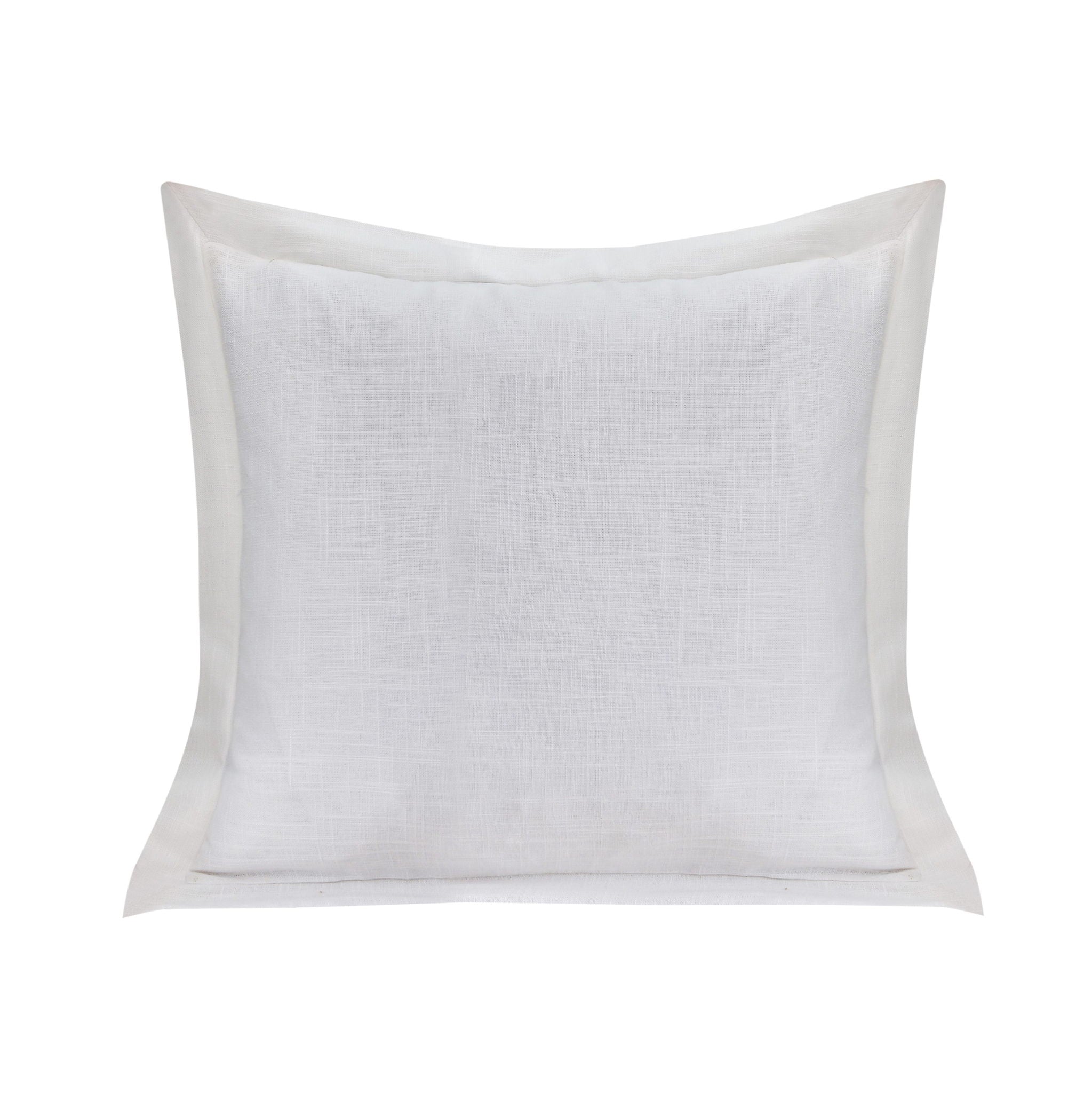 Luna - Single Flanged Washed Linen Pillow - White