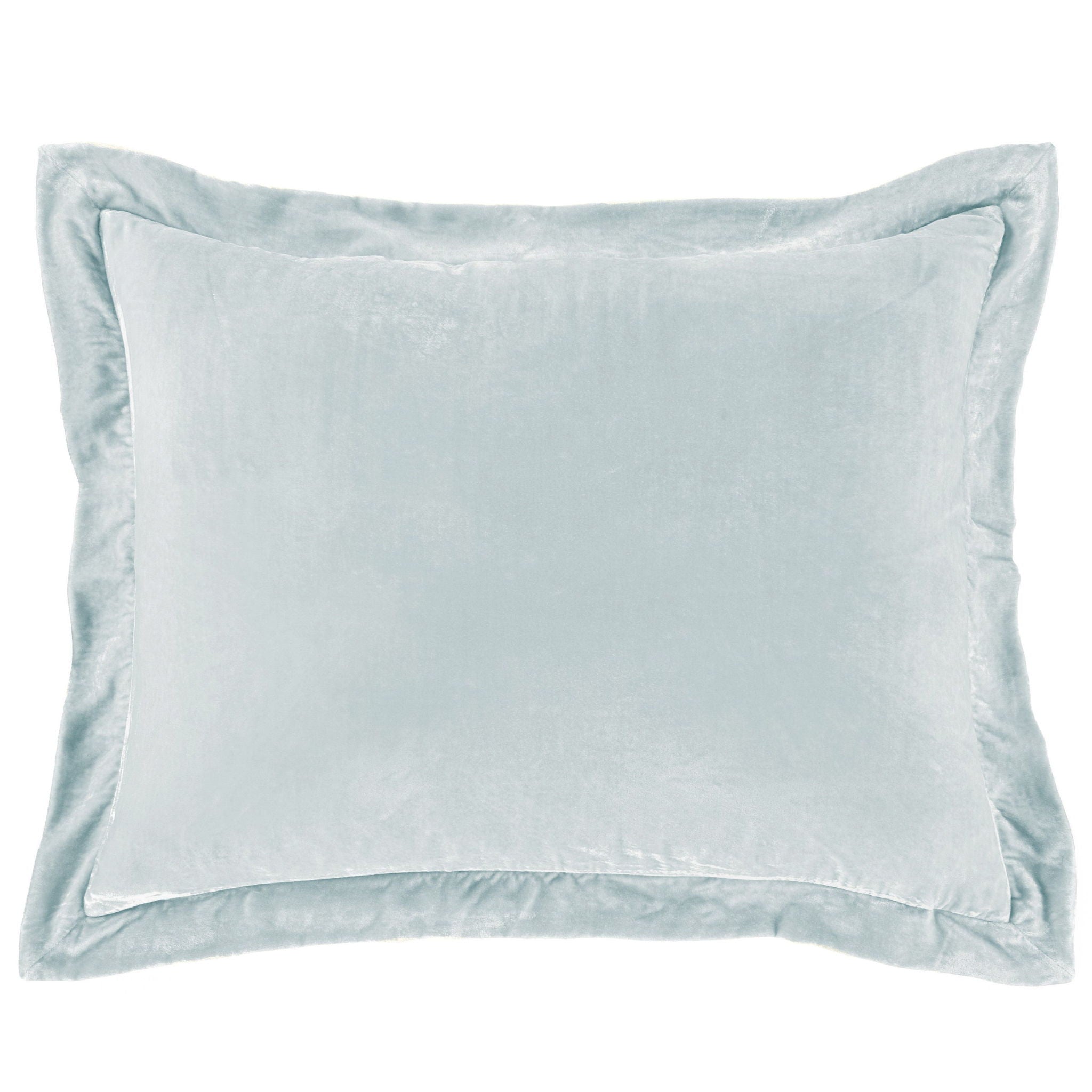 Stella - Faux Silk Velvet Flanged Dutch Euro Pillow - Icy Blue