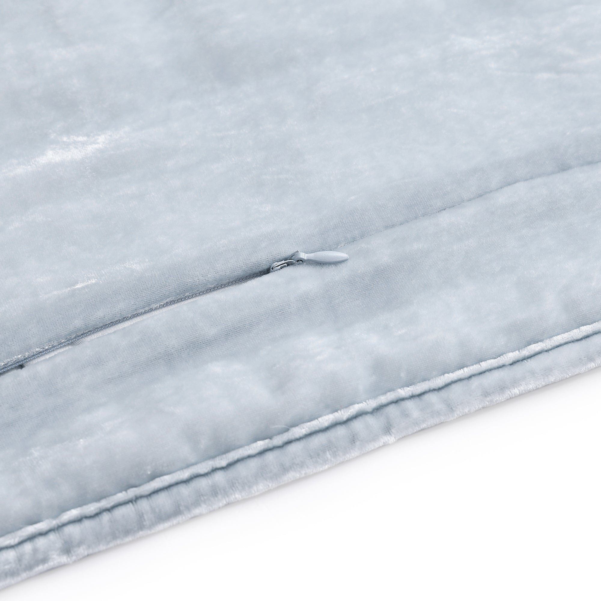 Stella - King Faux Silk Velvet Double Box Stitch Quilt Set (Set of 3) - Icy Blue