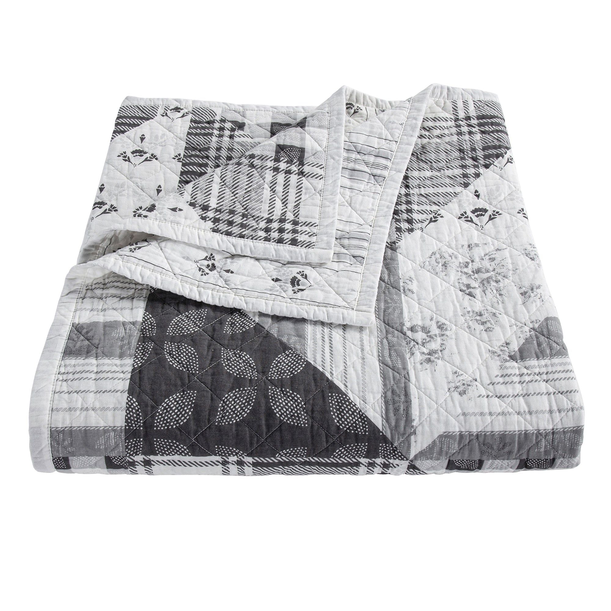 Patchwork Prairie - Twin Reversible Quilt Set (Set of 2) - Black