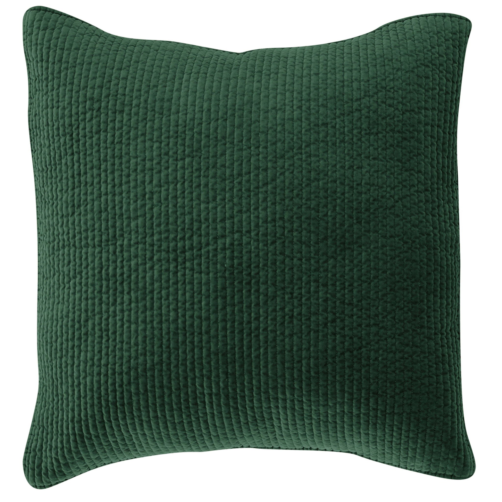 Stonewashed Cotton Velvet - Quilted Euro Sham - Emerald