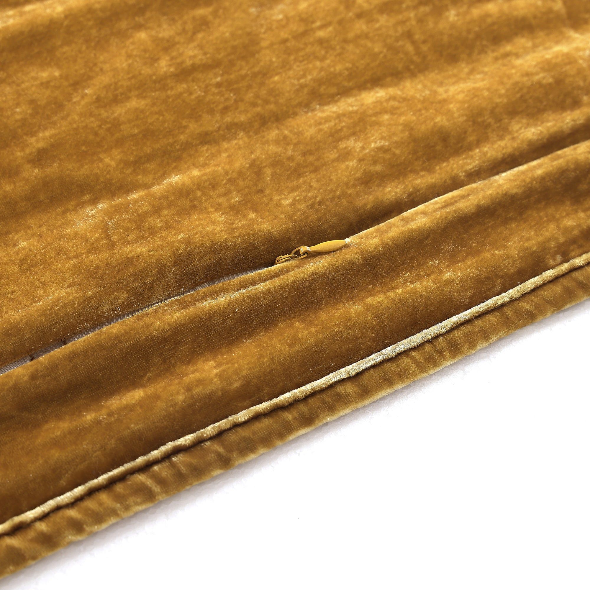 Stella - Full/Queen Faux Silk Velvet Double Box Stitch Quilt Set (Set of 3) - Saffron