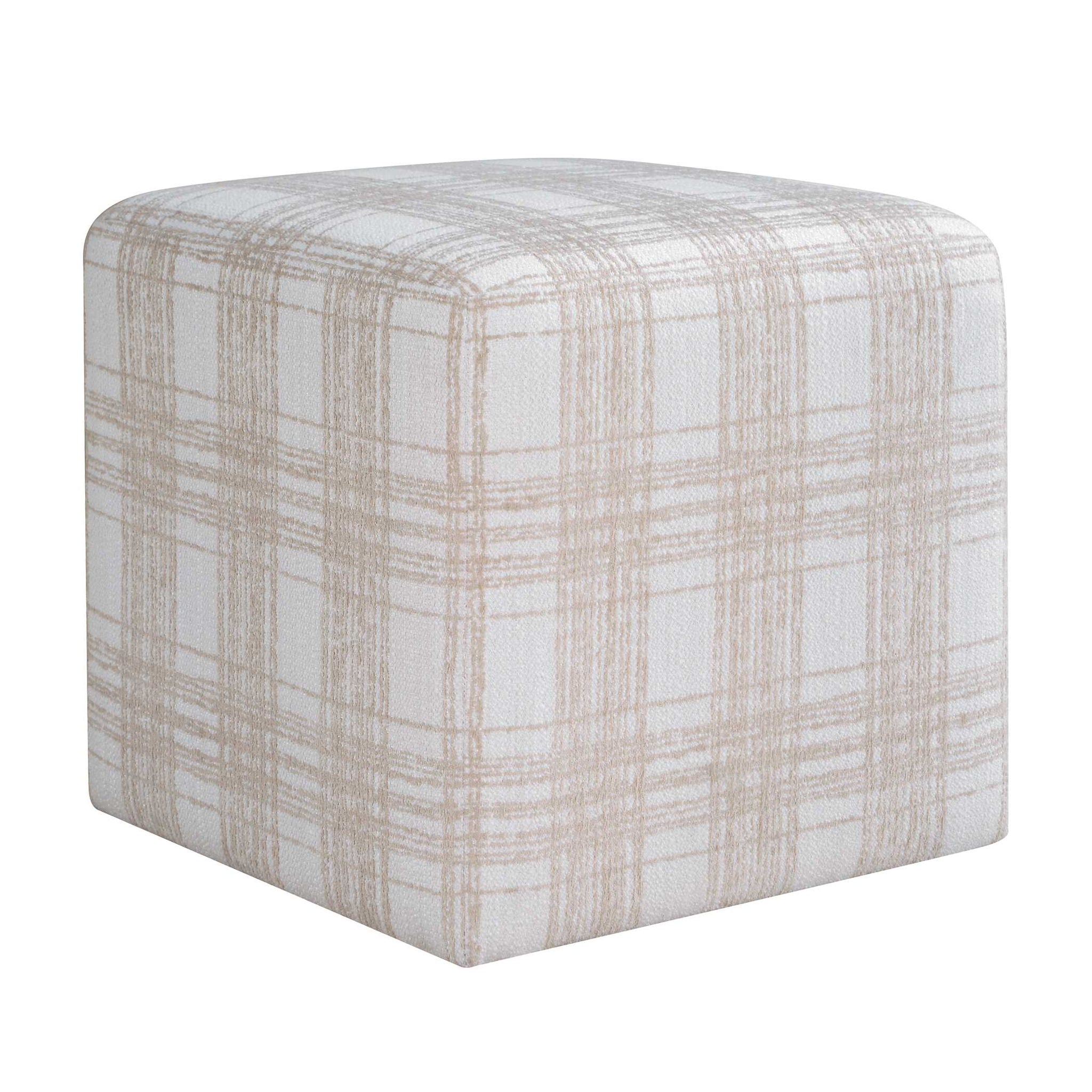 Joie - Porcelain Plaid Ottoman - White