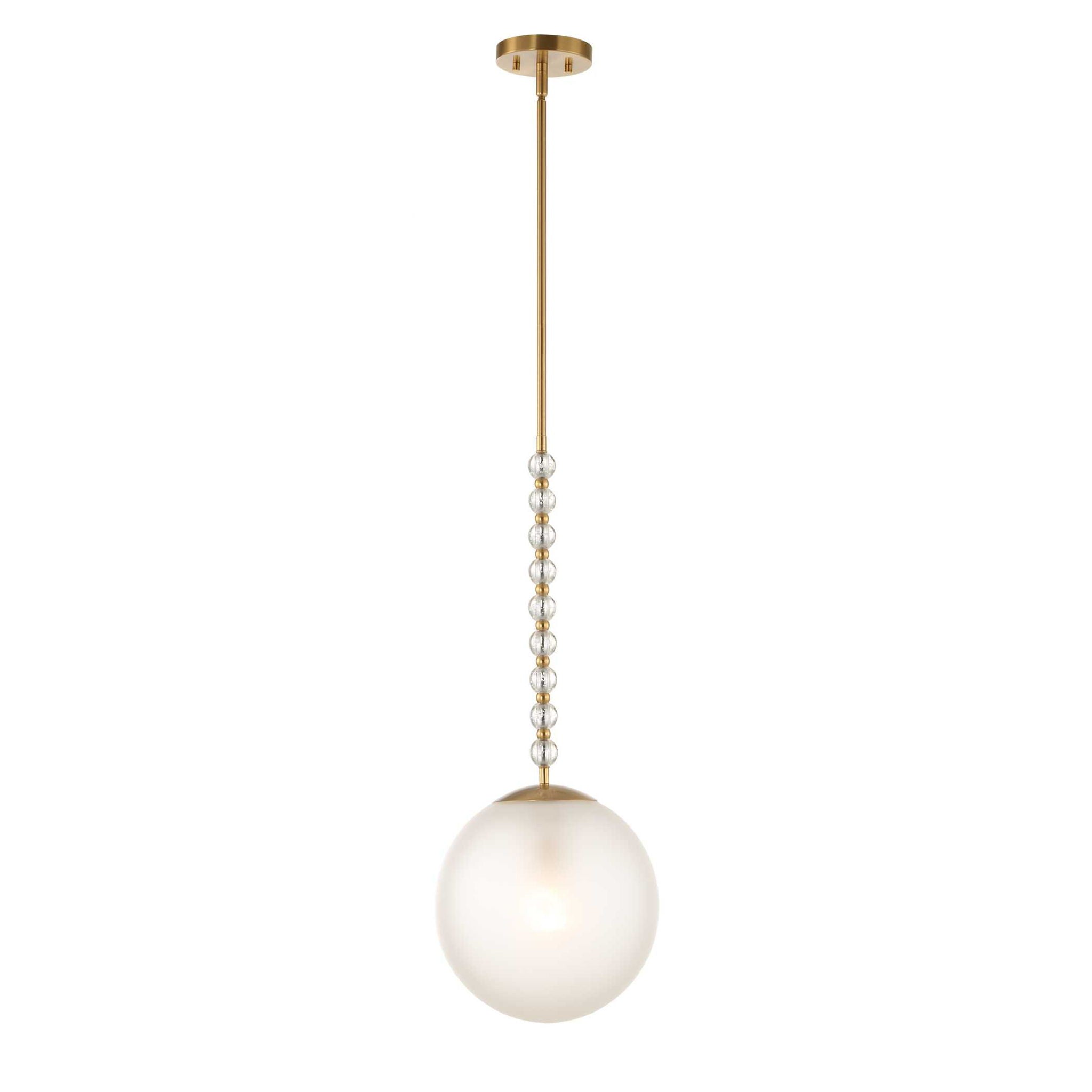 Ripple - 1 Light Frost Glass Pendant - Gold
