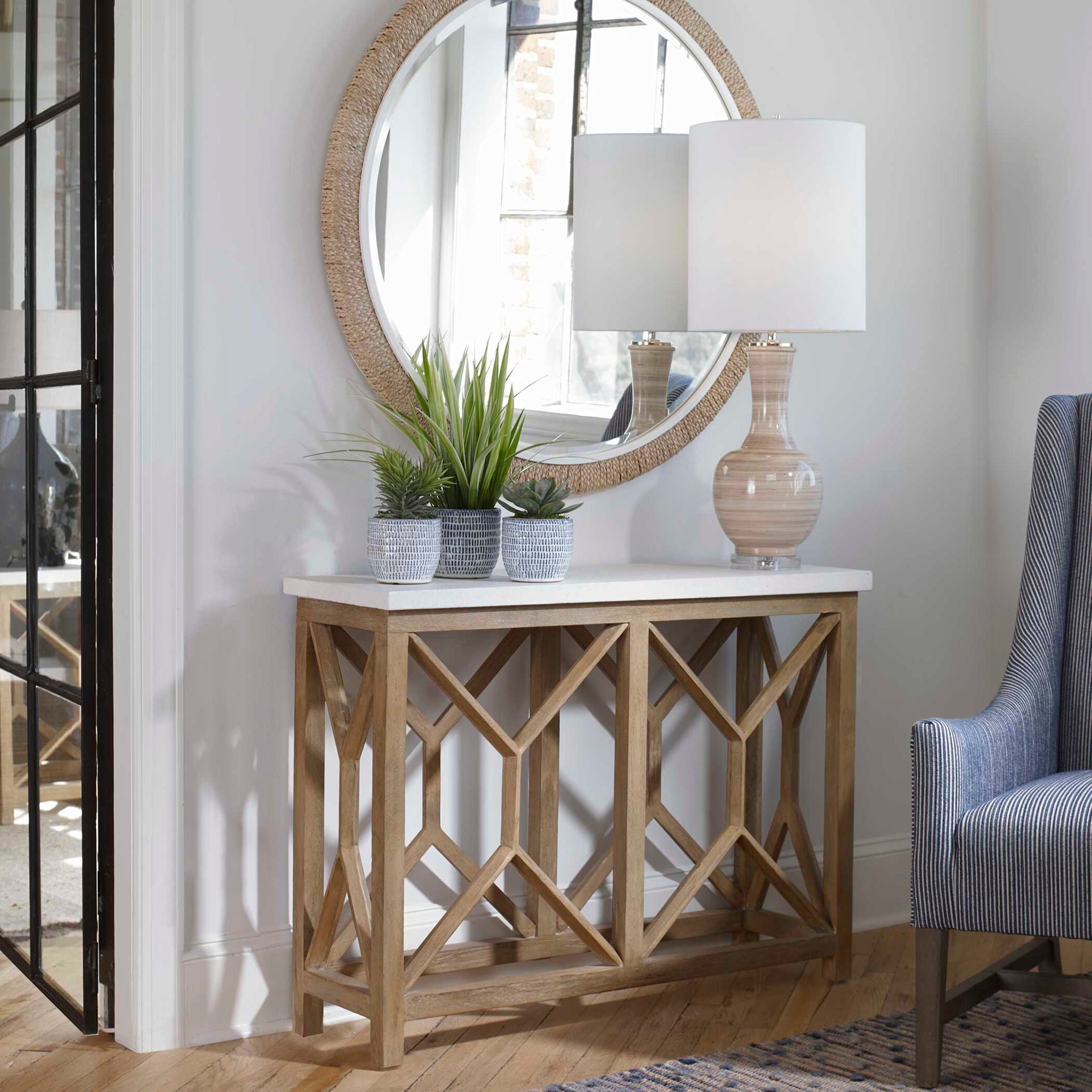 Catali - Stone Console Table - Ivory