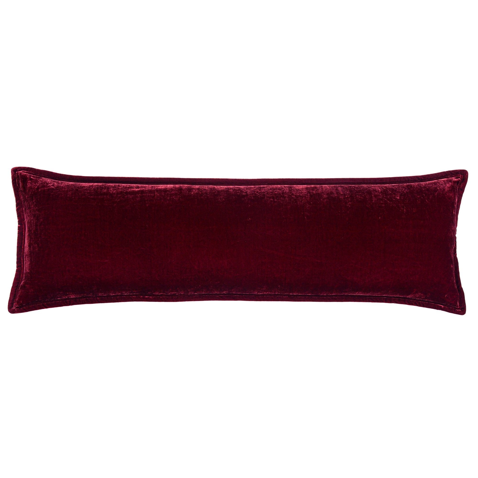 Stella - Faux Silk Velvet Long Lumbar Pillow - Garnet Red