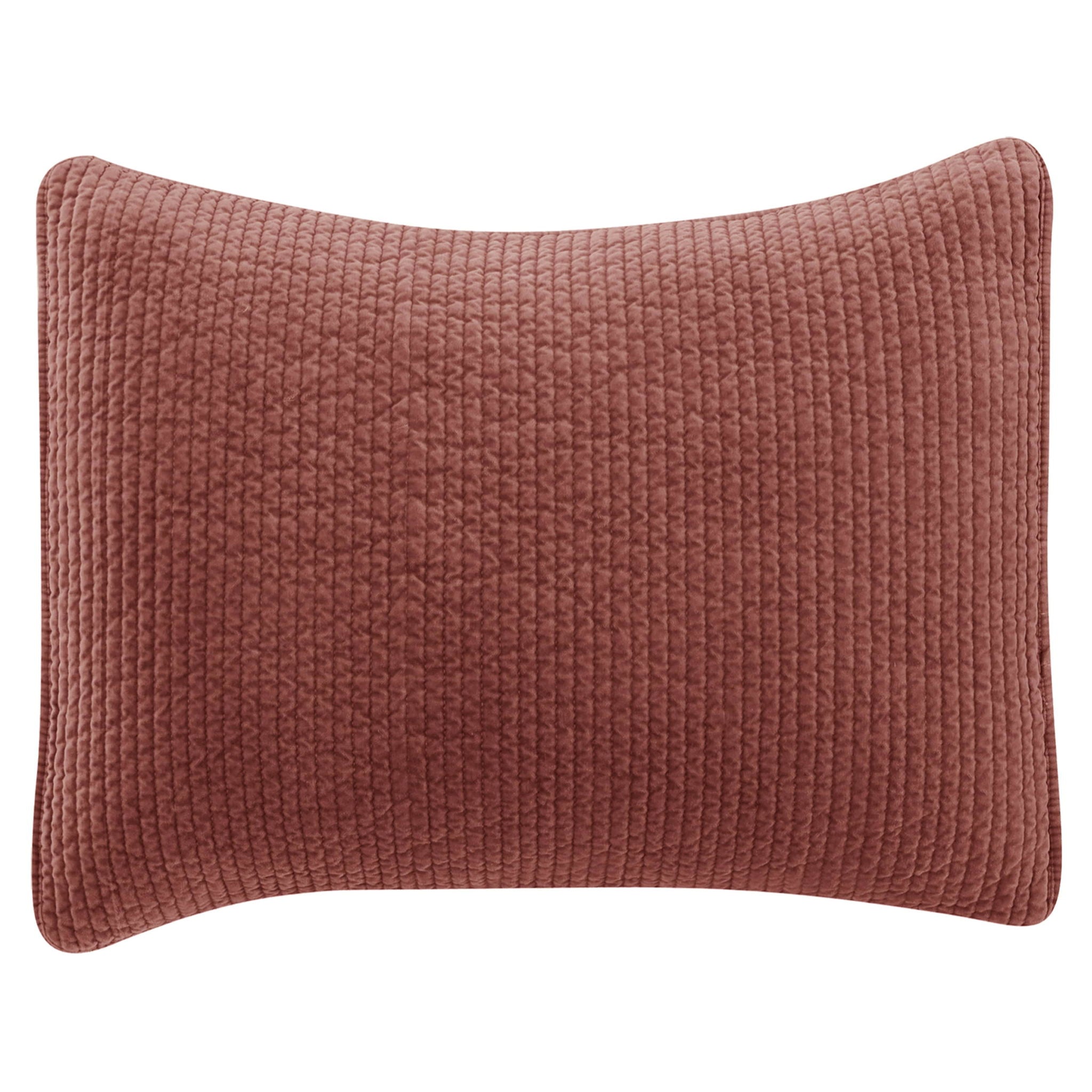 Stonewashed Cotton Velvet - 21" x 27" Quilted Pillow Sham - Salmon