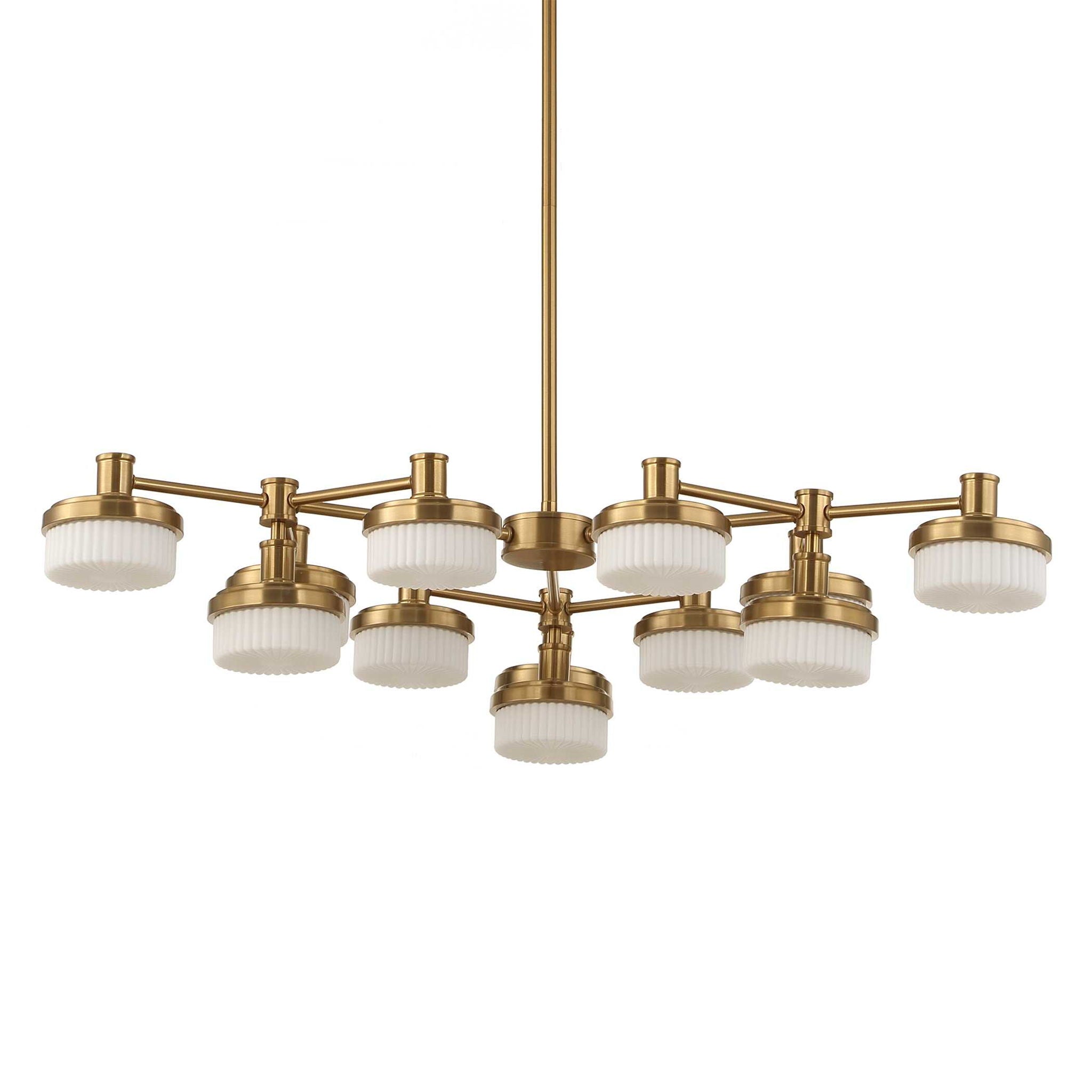 Wedge - 12 Light LED Brass Chandelier - White / Gold