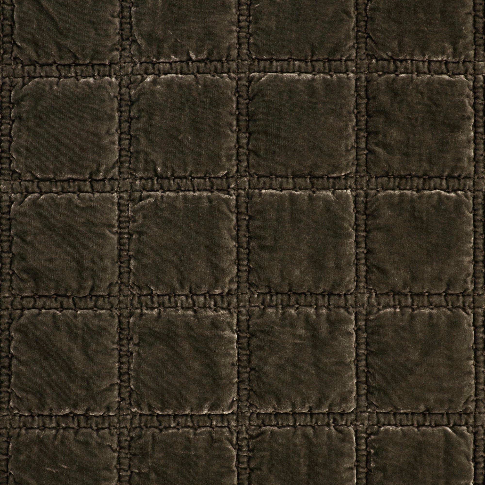 Stella - Faux Silk Velvet Double Box Stitch Throw - Fern Green