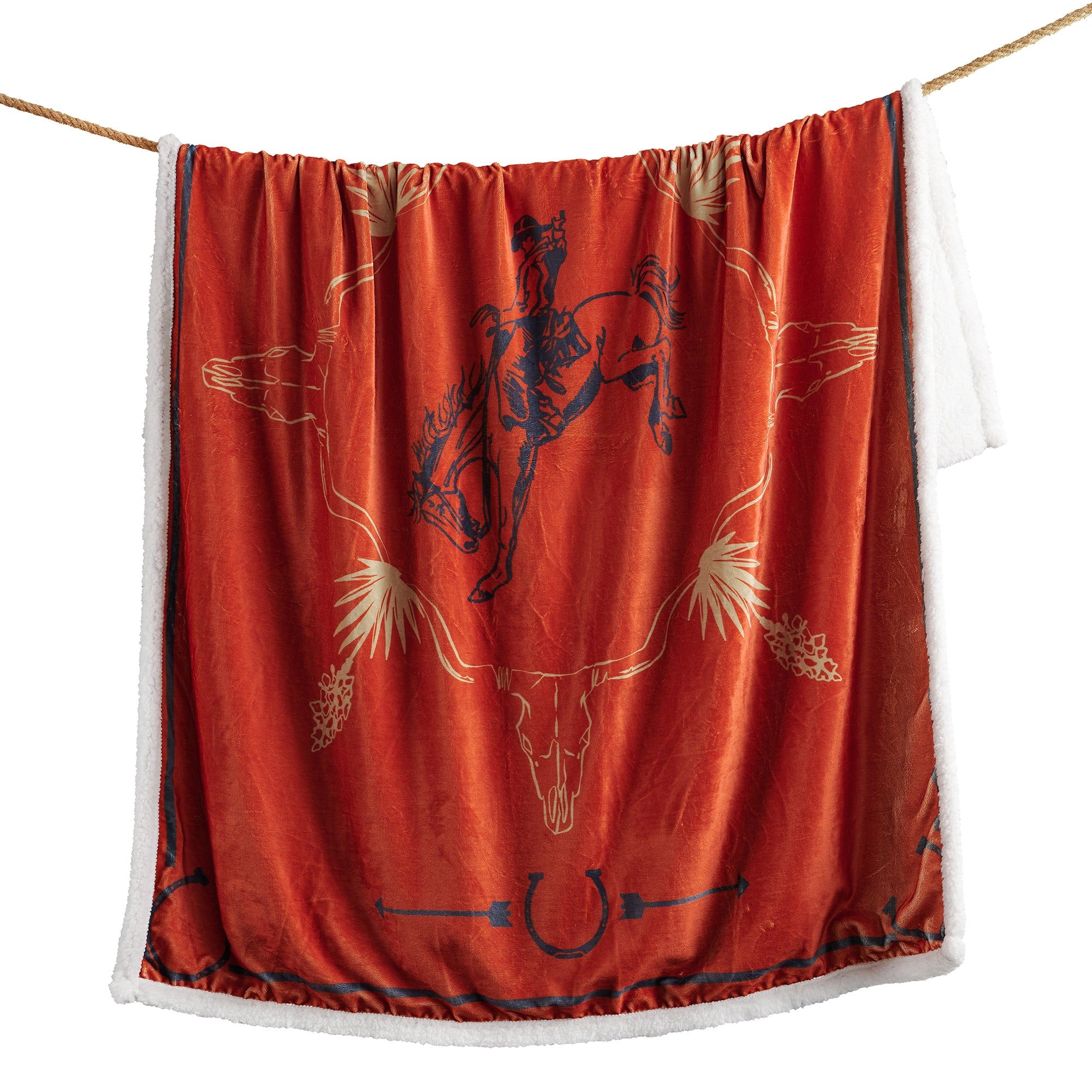 Campfire - Marfa Campfire Sherpa Throw Sunset Rider, 6 Per Carton - Red