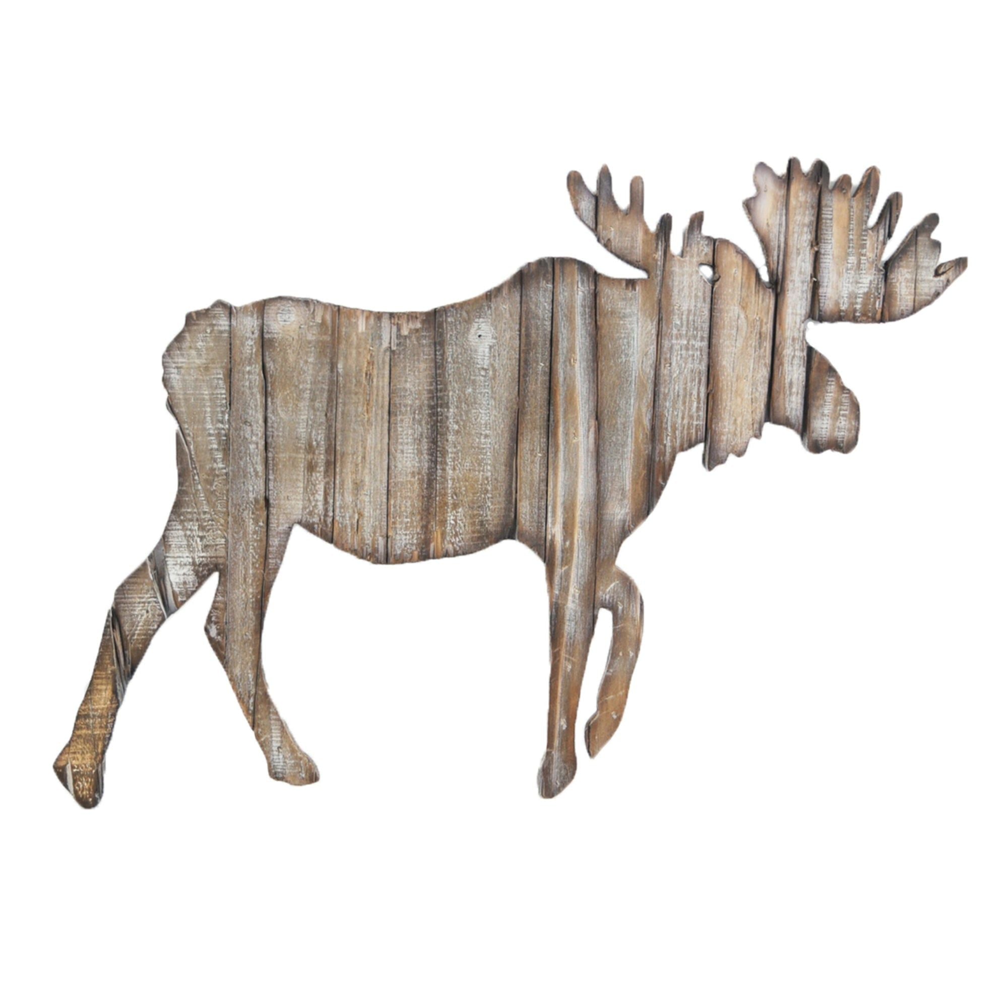 Moose - 16.1" x 22.4" Cut Out Rustic Wall Décor 4 Per Carton - Tan