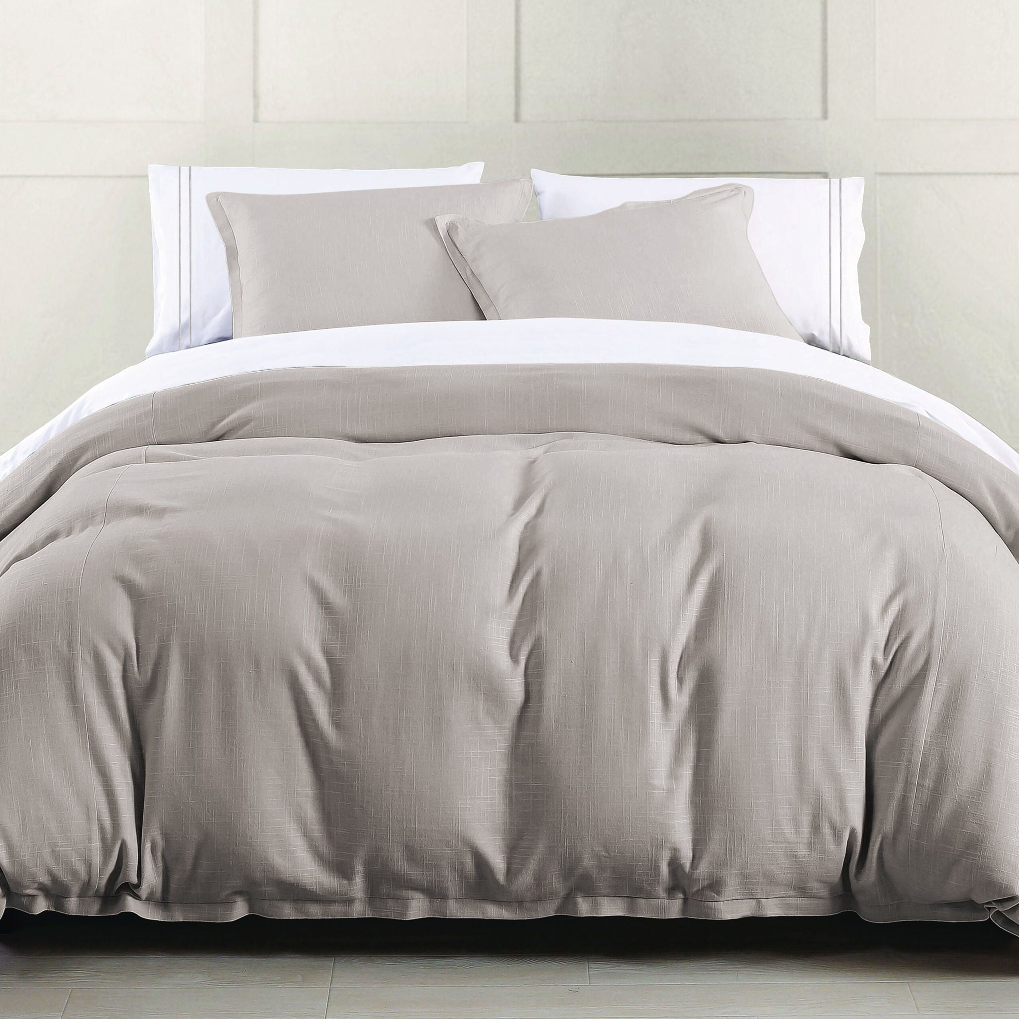 Hera - King Washed Linen Flange Comforter Set (Set of 3) - Taupe