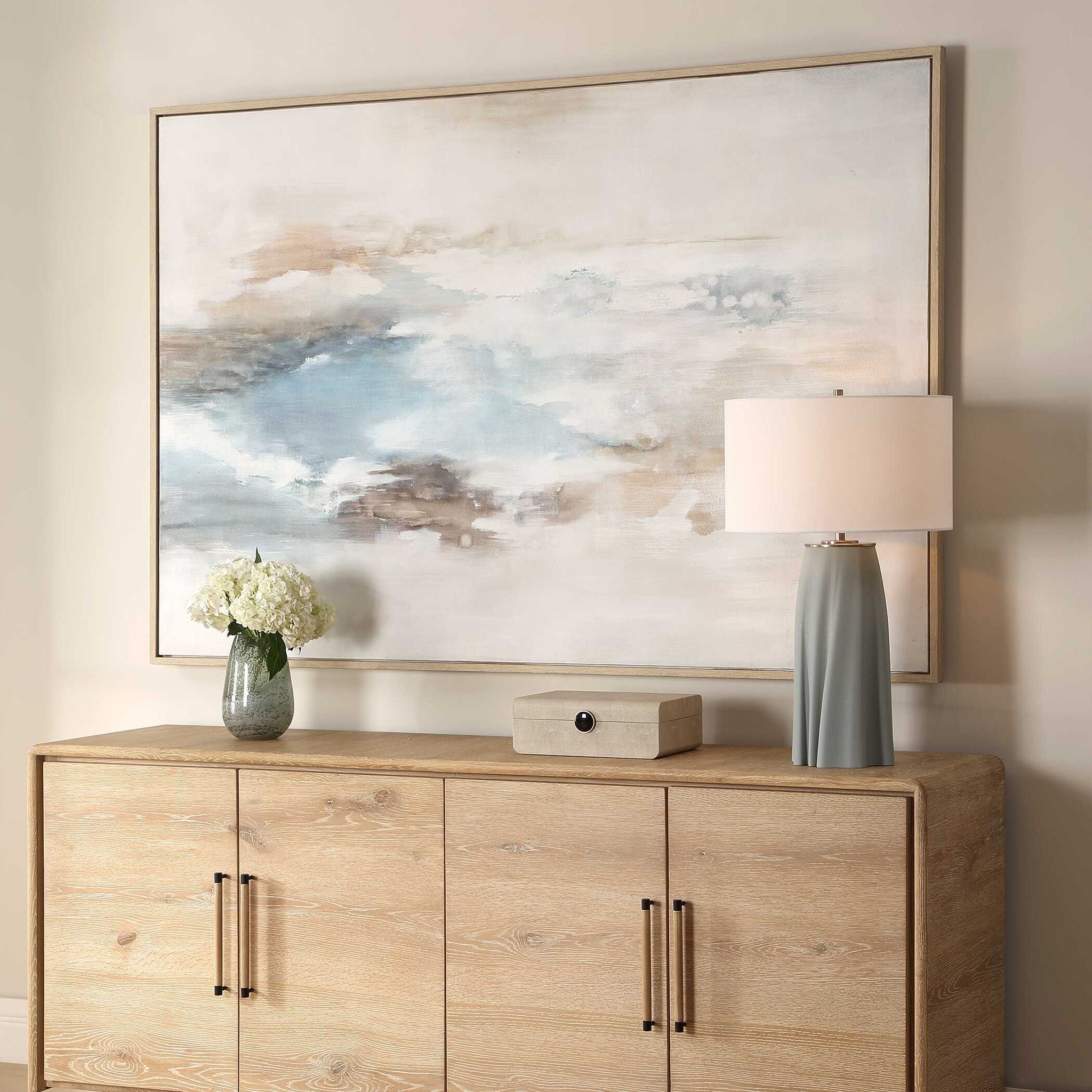 Chasing Blue - Coastal Canvas Art - Blue / Brown / Gray / White