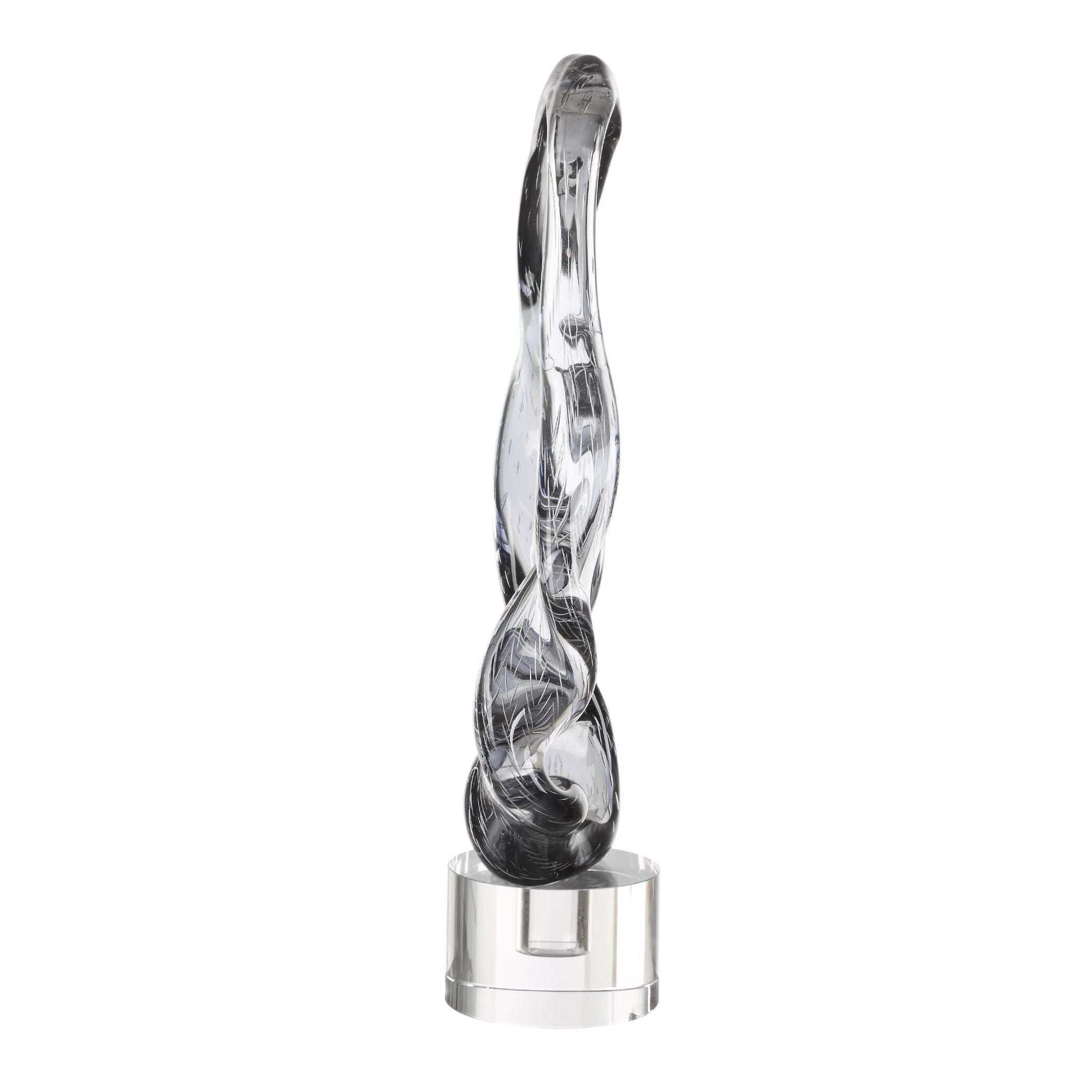 Luminous Twist - Glass Sculpture - Black / White