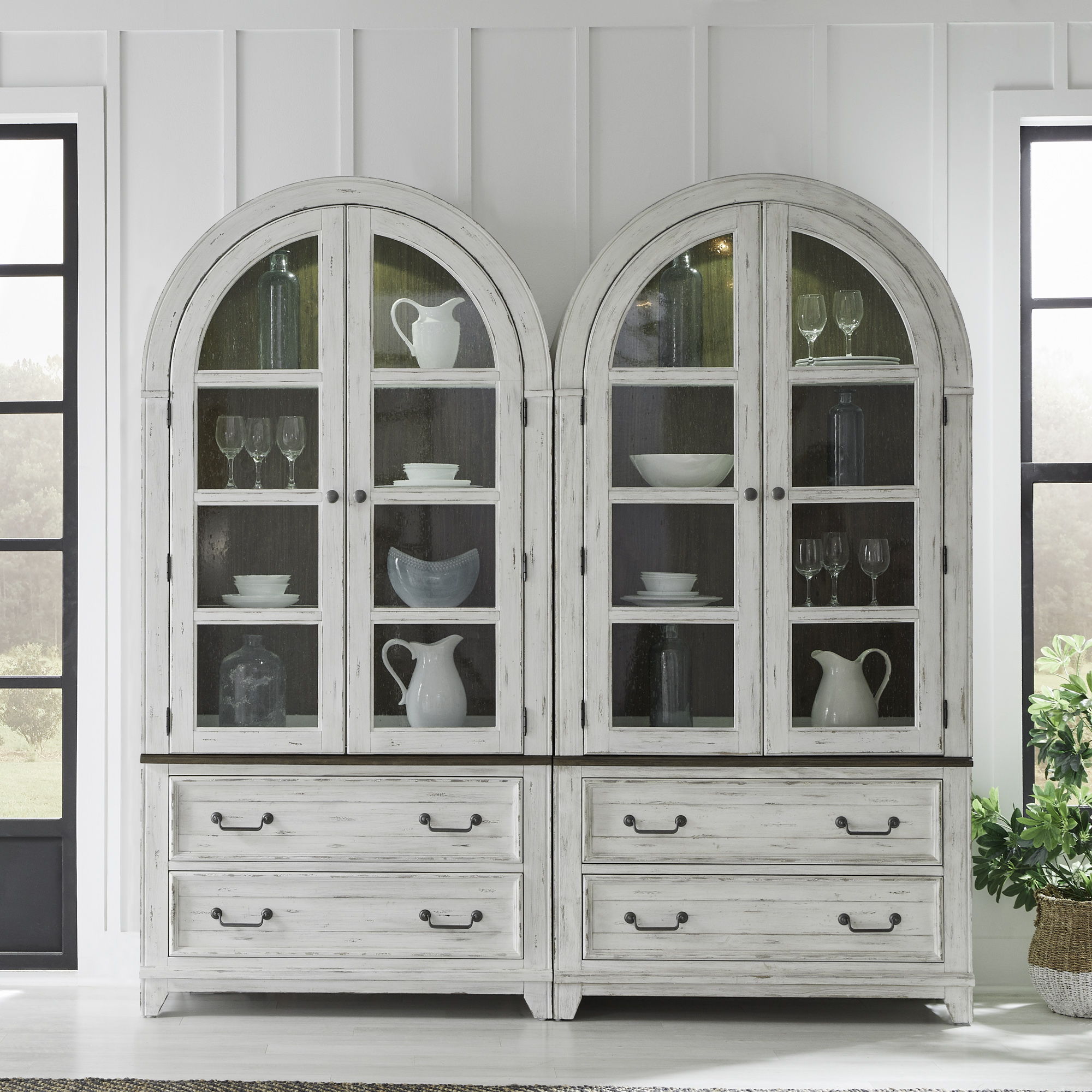 River Place - Bunching Curio (Set of 2) - Riverstone White & Tobacco