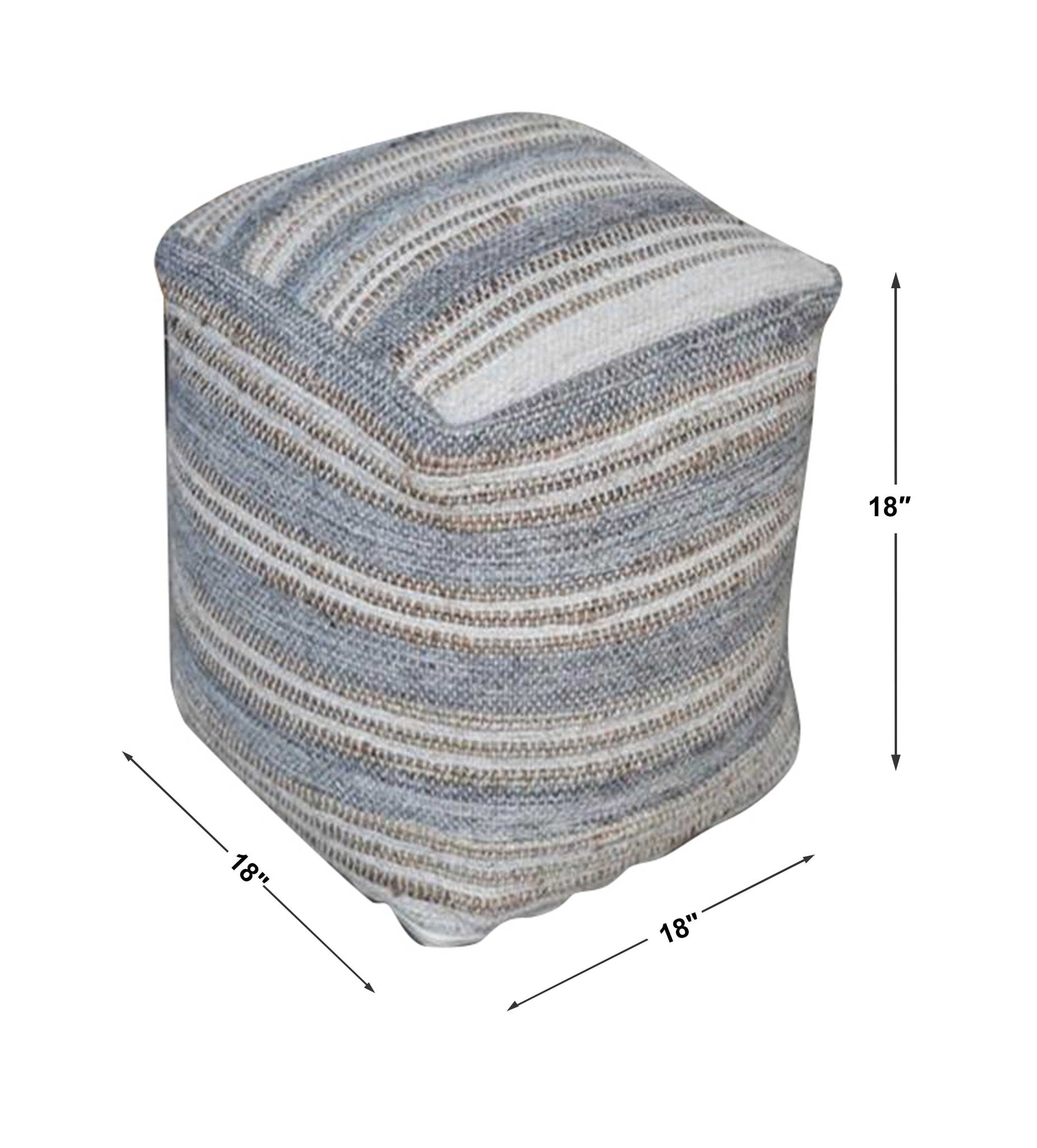 Mesick - Handwoven Pouf - Gray