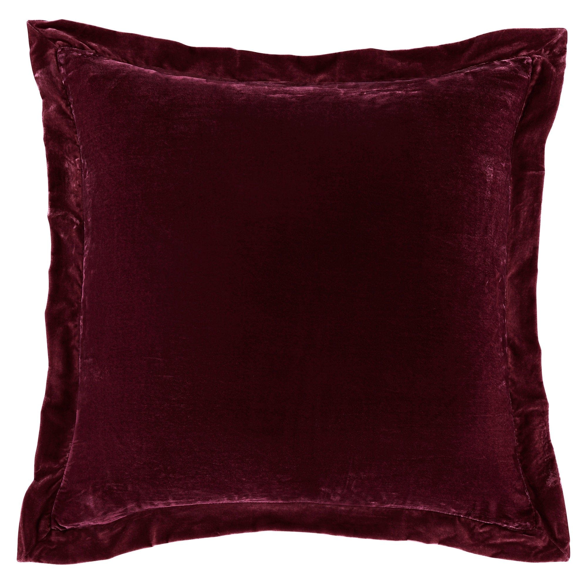 Stella - Faux Silk Velvet Flanged Euro Sham - Garnet Red