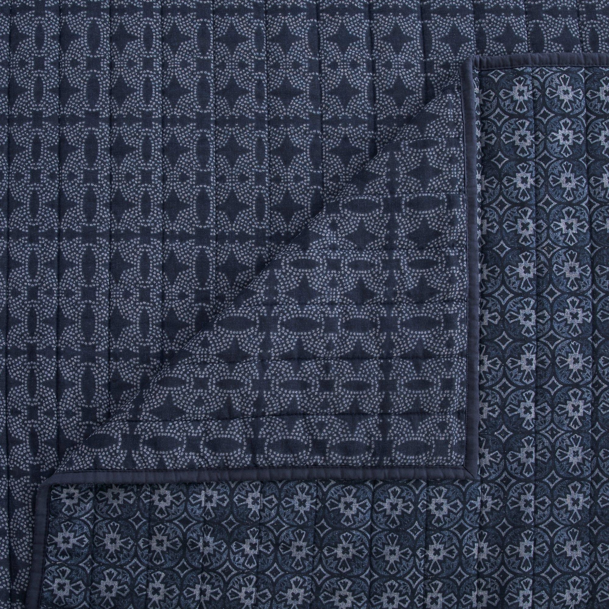 Indigo - Full/Queen Reversible Quilt Set (Set of 3) - Blue