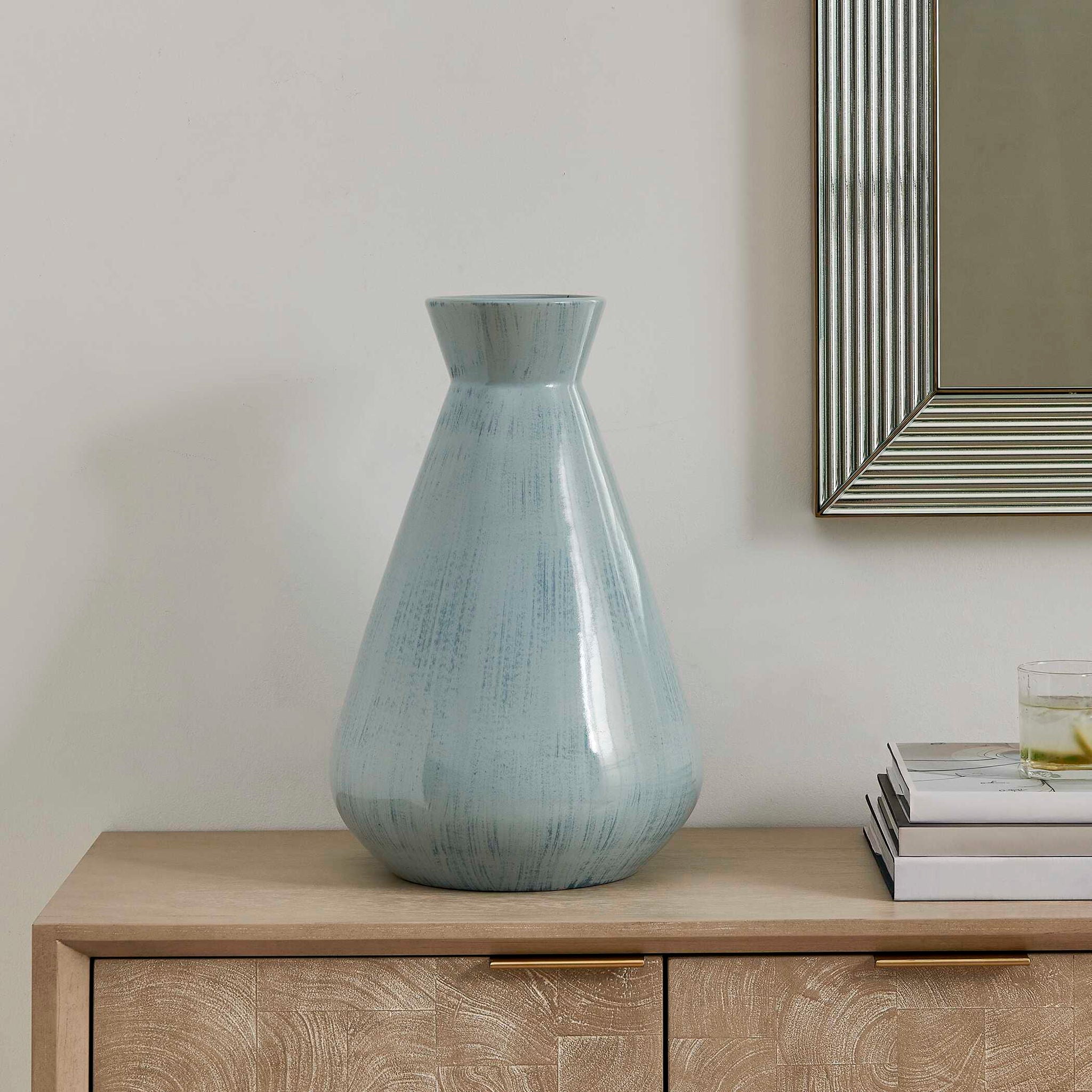 Flare Spire - Indoor-Outdoor Ceramic Vase - Blue