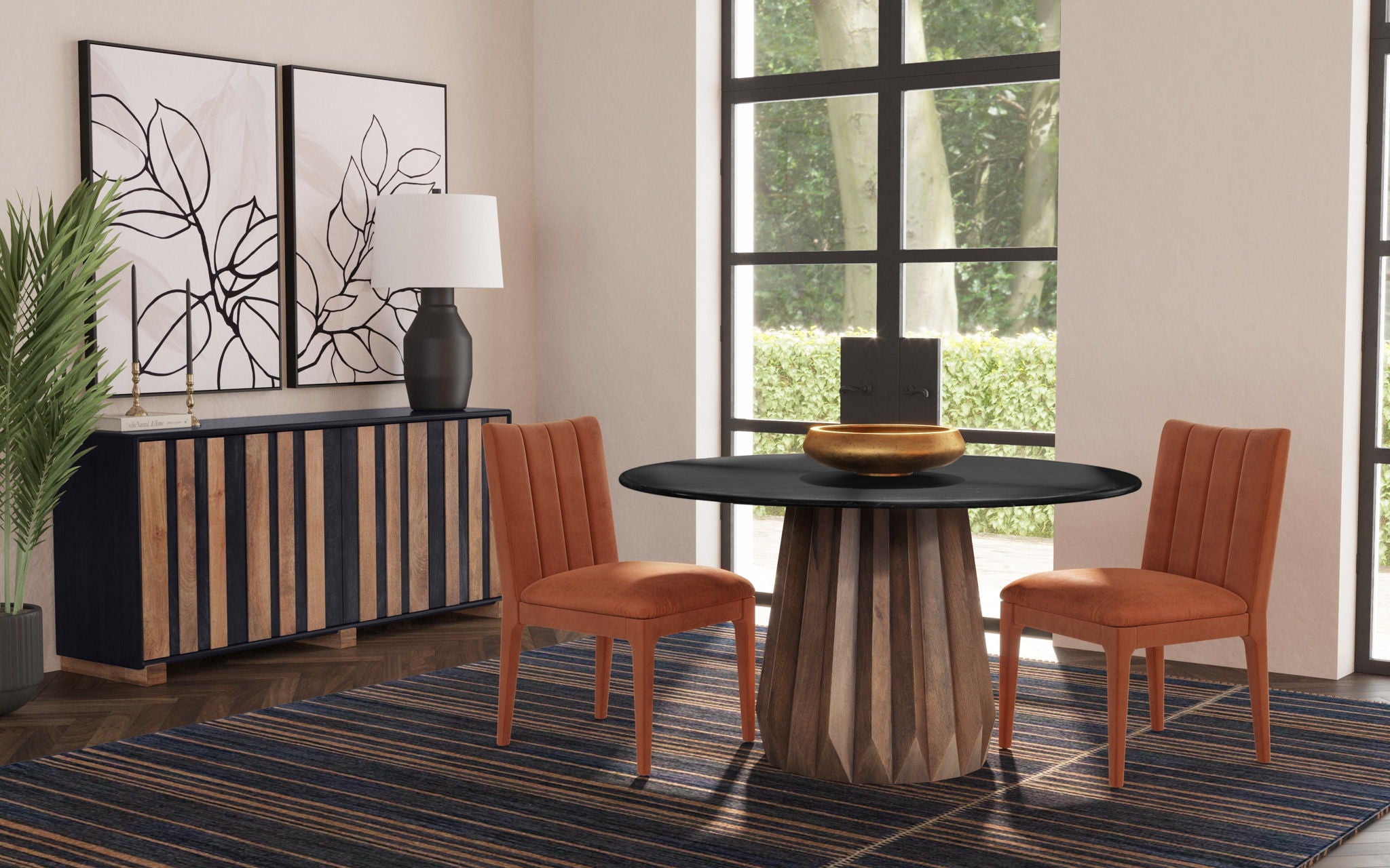 Jennings - Dining Table Top - Natural Black Marble