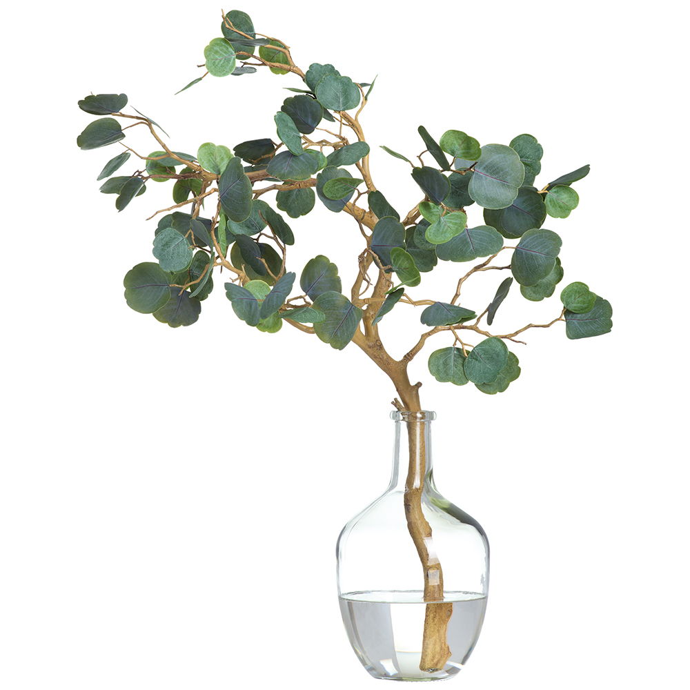 Cotinus Branch in Glass Bottle Green