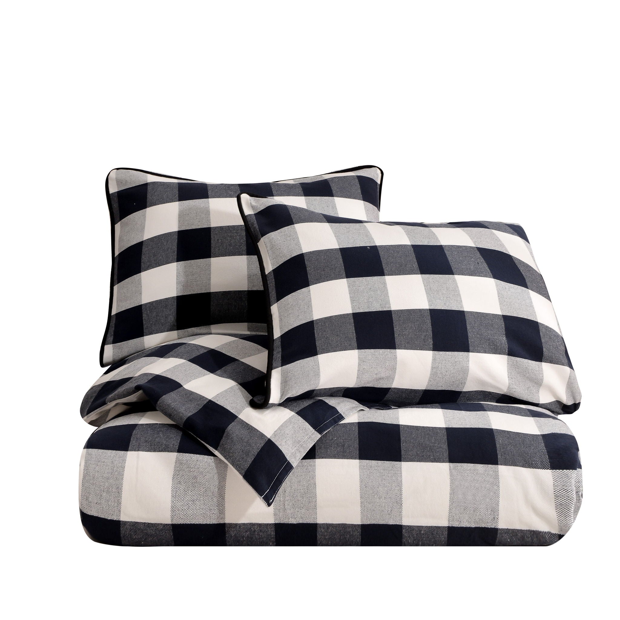 Camille - King Buffalo Check Comforter Set (Set of 3) - Black / Natural