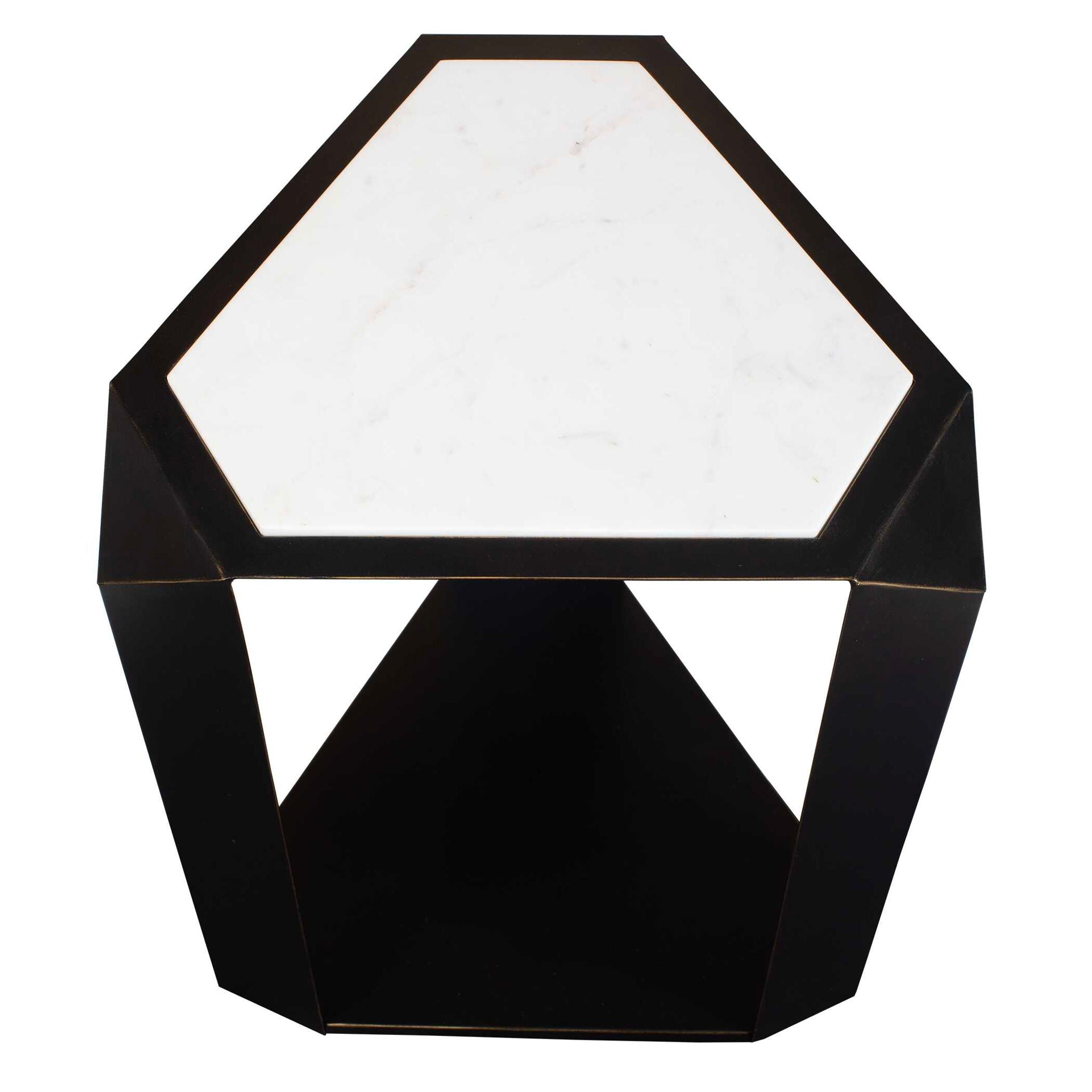 Keenan - Geometric Accent Table - Bronze / White