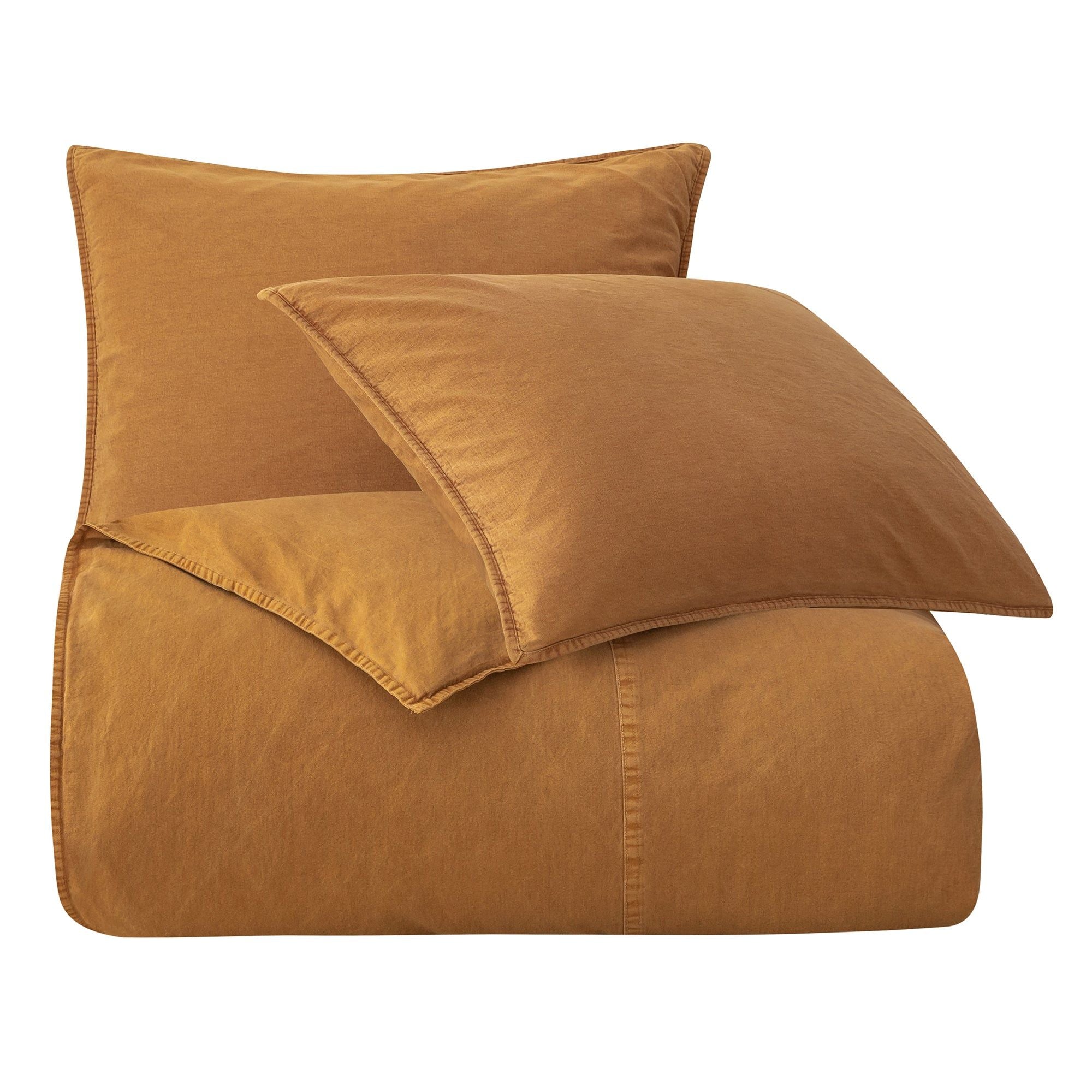 Cotton Canvas - Twin Stonewashed Duvet Cover Set (Set of 2) - Terracotta