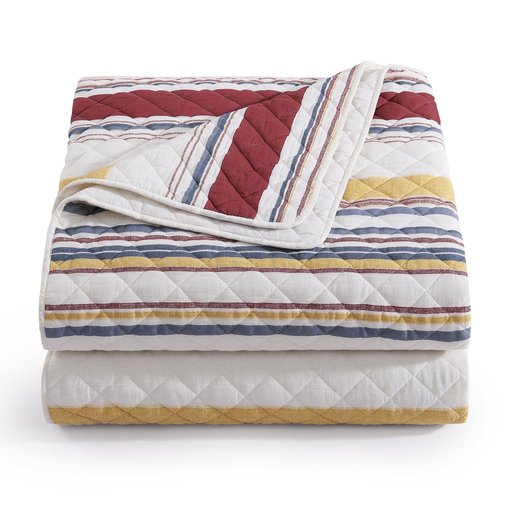 Mystic Stripe - Full/Queen Cotton Gauze Quilt Set (Set of 3) - Merlot