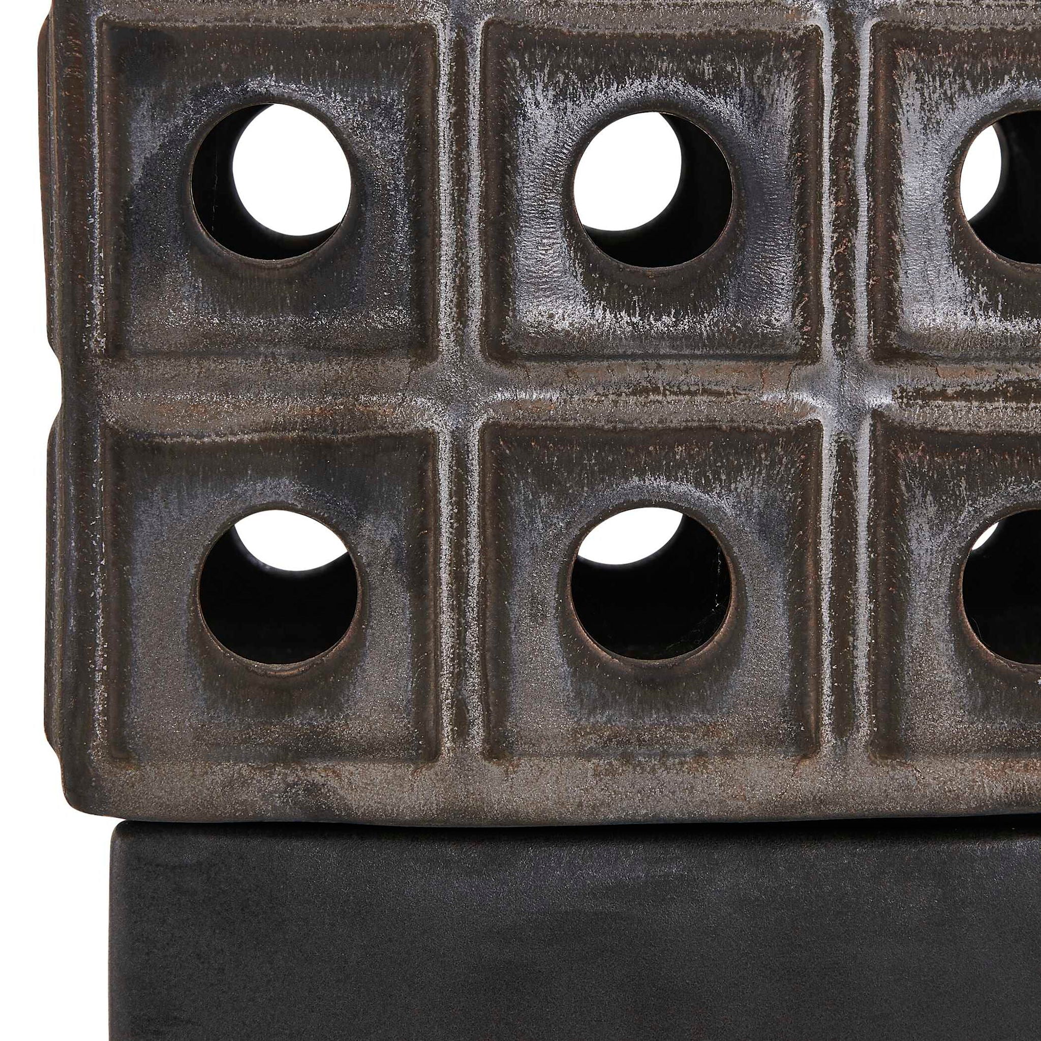 Lattice - Indoor-Outdoor Lantern Candleholder - Brown / Gray