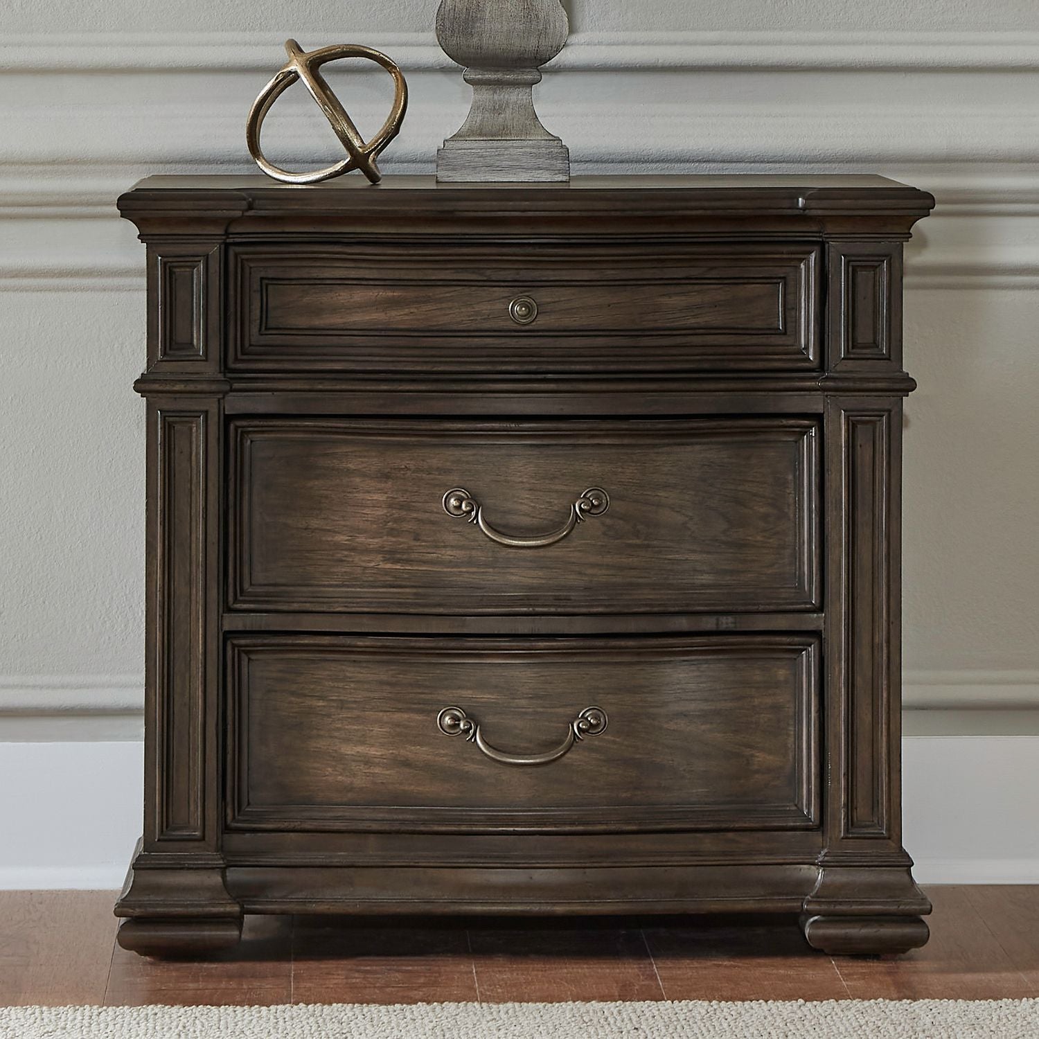Providence Park - Bedside Chest With Charging Station - Chateau Brown