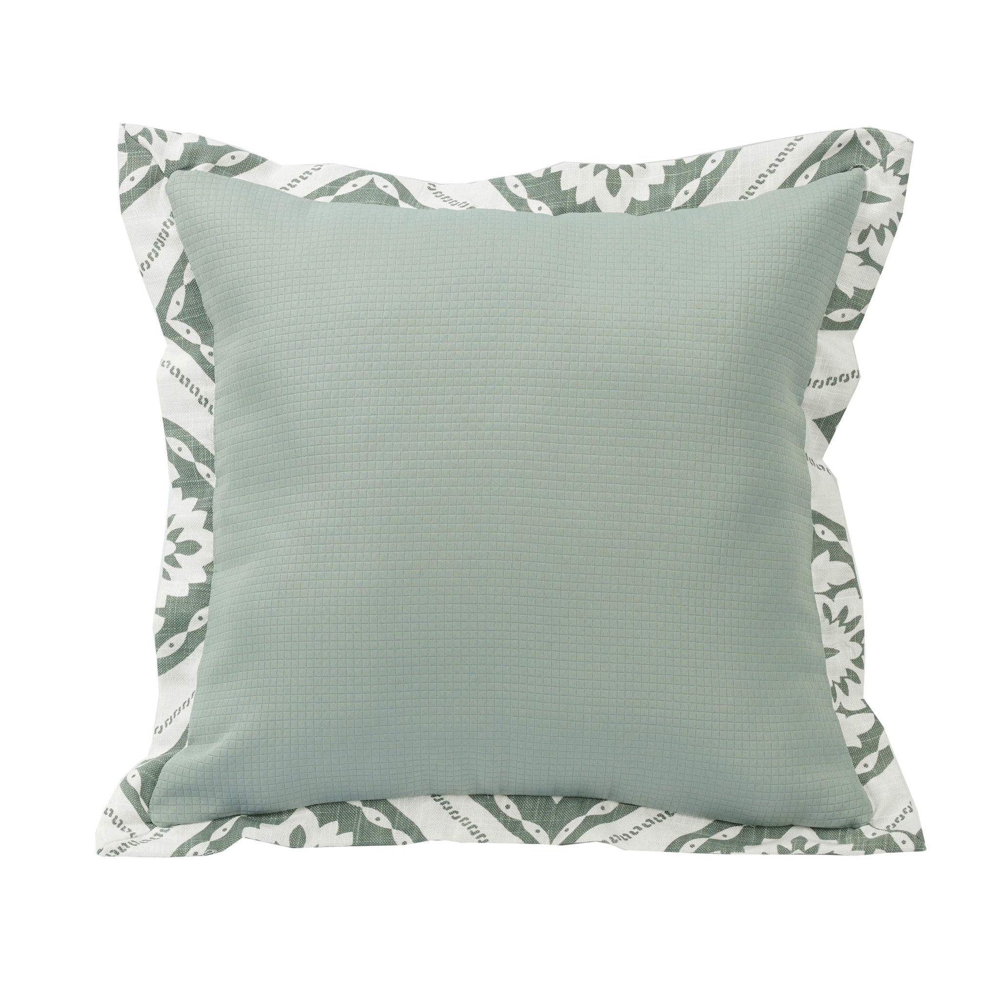 Belmont - Textured Fabric Graphic Printed Flanged Pillow - Green