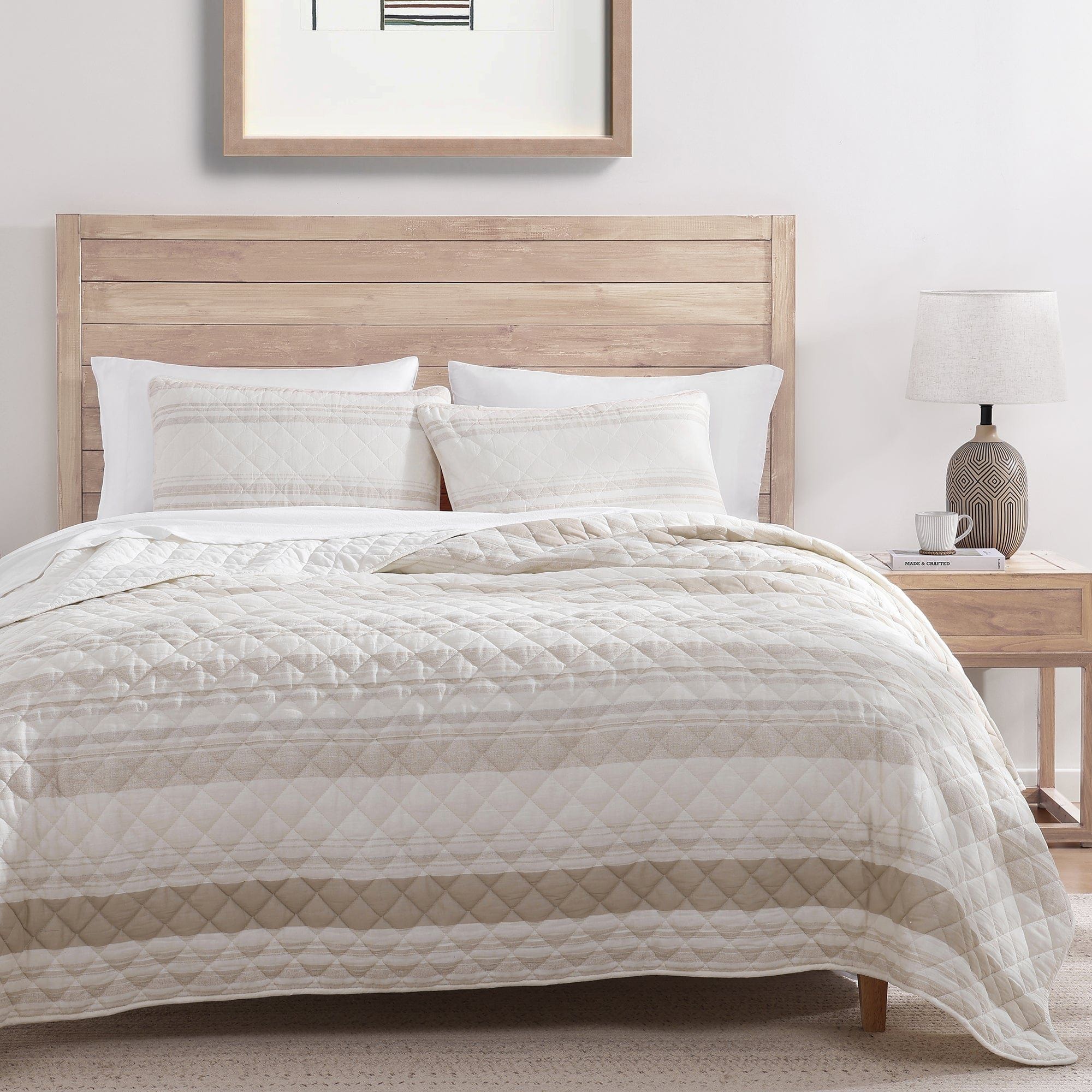 Mystic Stripe - Twin Cotton Gauze Quilt Set (Set of 2) - Taupe