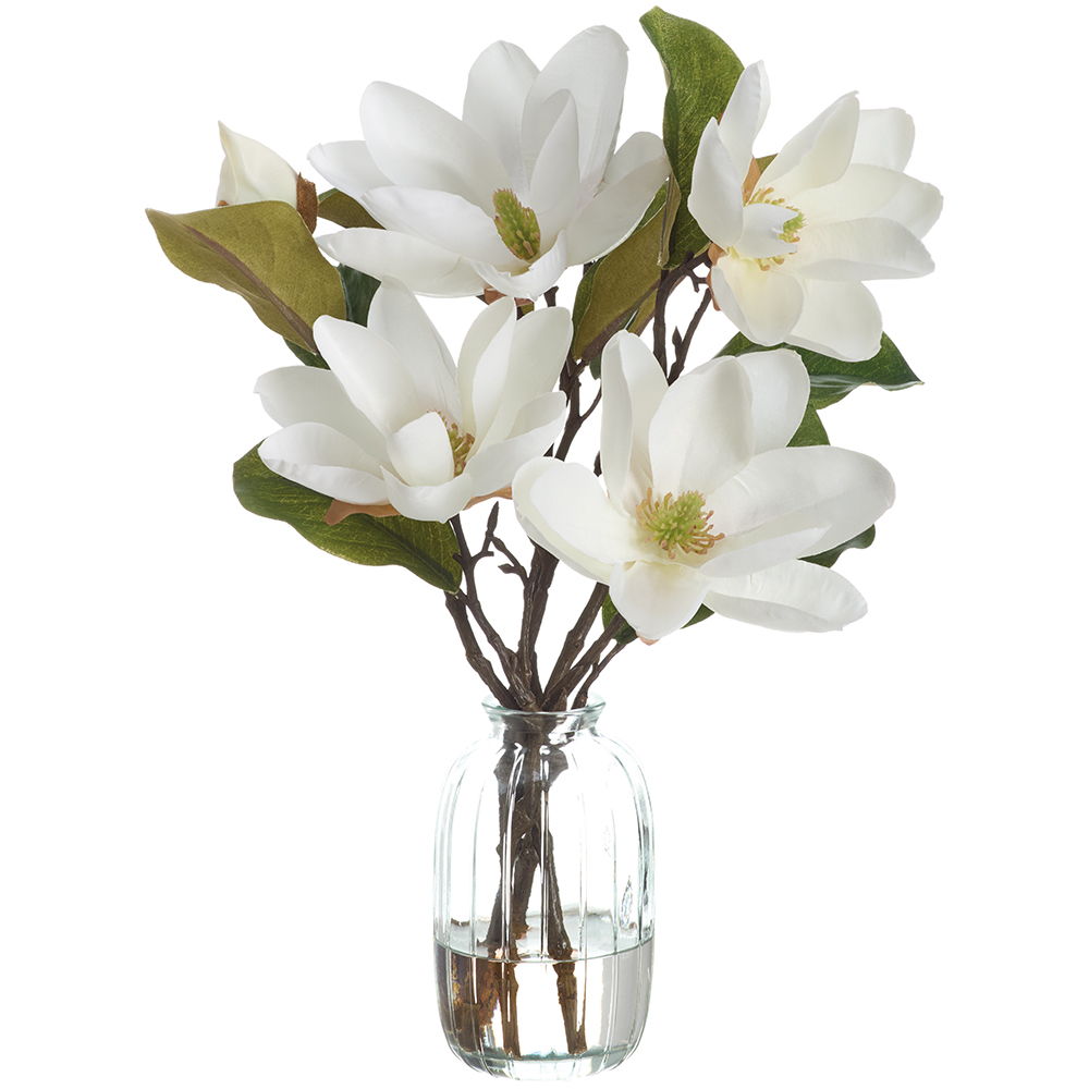 Magnolias in Glass Vase White