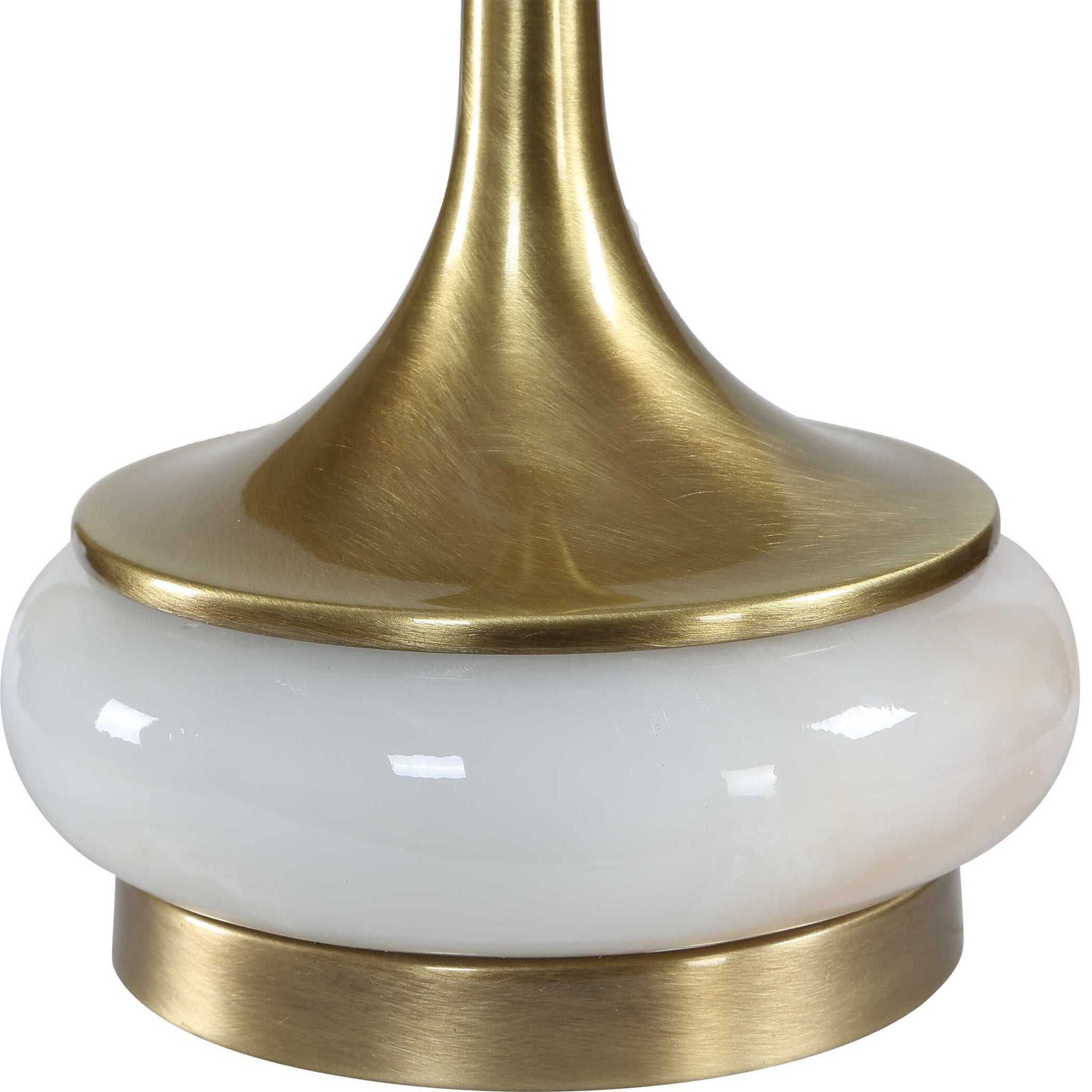 Molena - Brass & Pearly Stone Table Lamp - Brass,Gold,White
