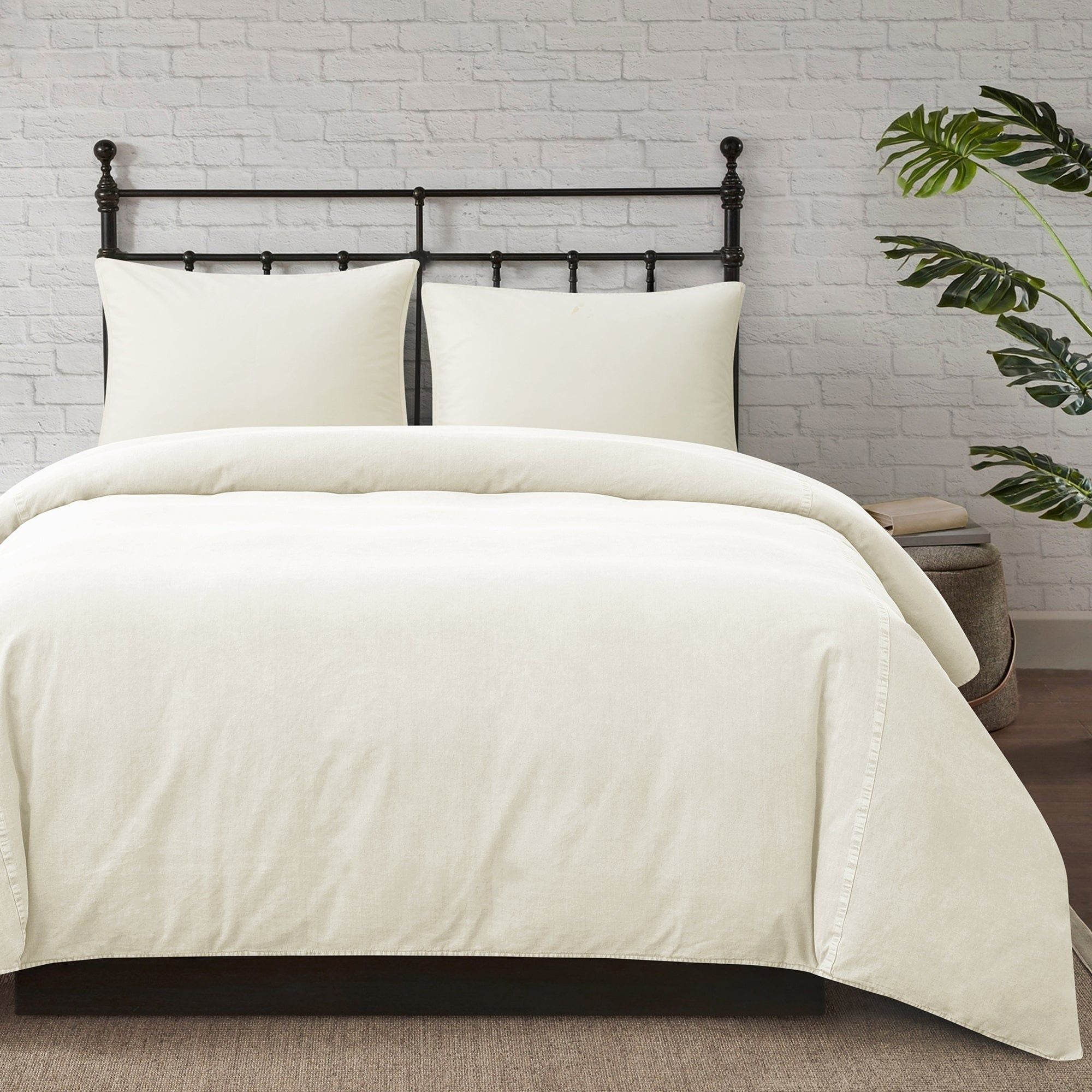 Cotton Canvas - King Stonewashed Duvet Cover Set (Set of 3) - Natural