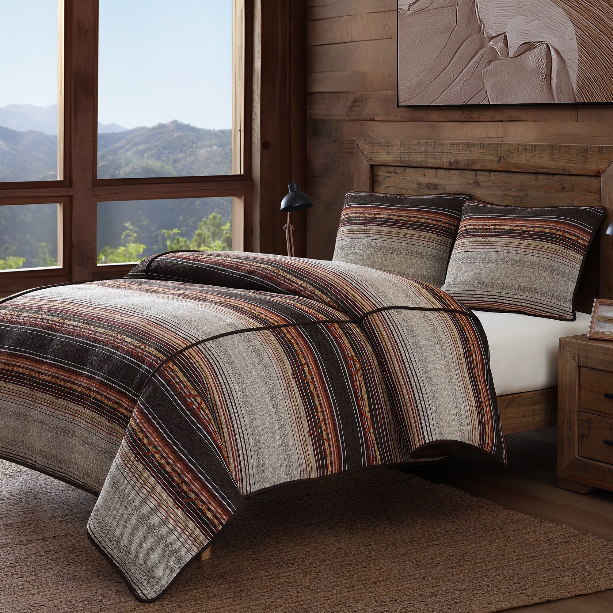 Estes - King Chenille Comforter Set (Set of 3) - Copper