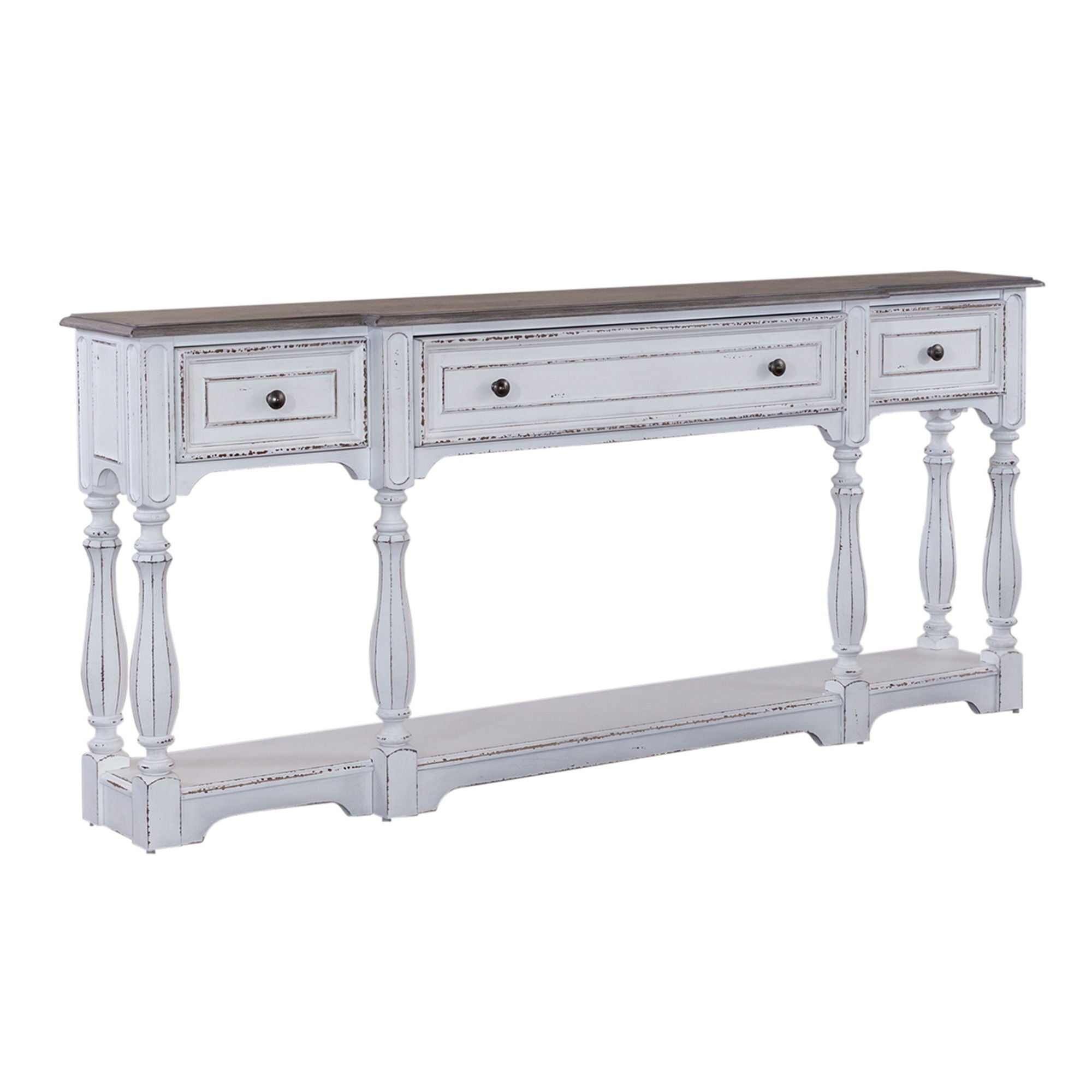 Magnolia Manor - 3 Drawer Hall Console Table - Antique White